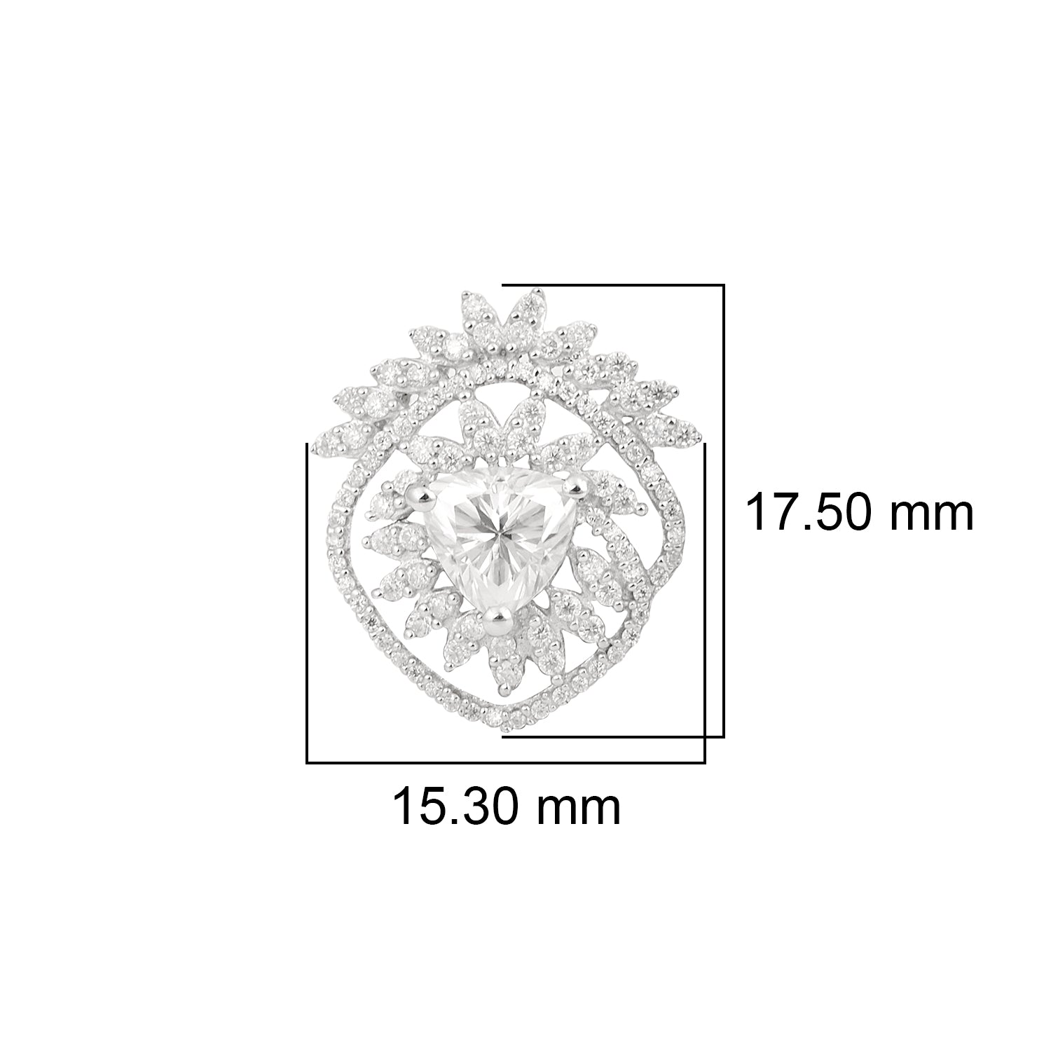 Moissanite Sparkling Floral Trillion Stud Earrings - Sterling Silver