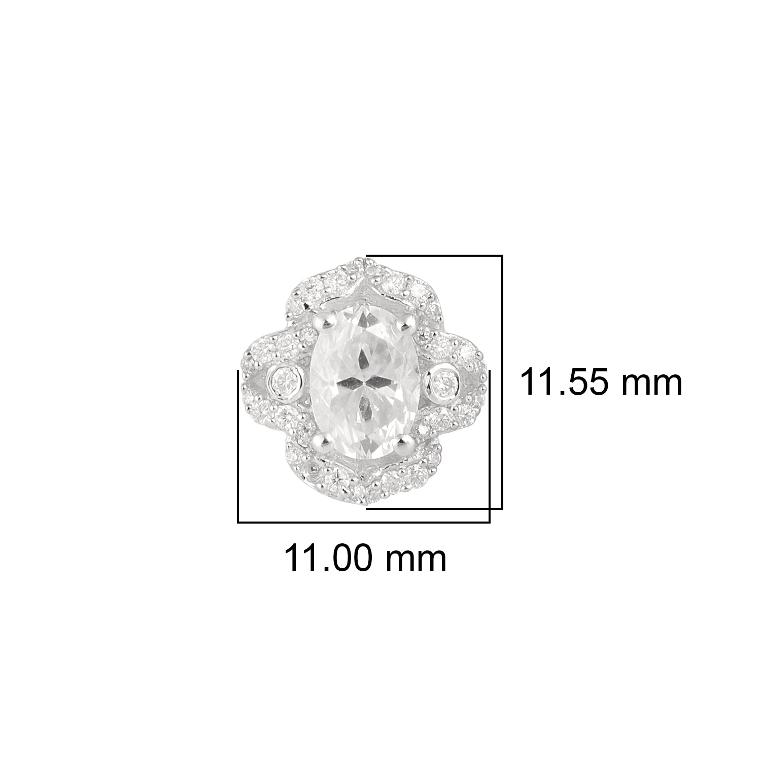 Moissanite Halo Design Stud Earrings - Sterling Silver