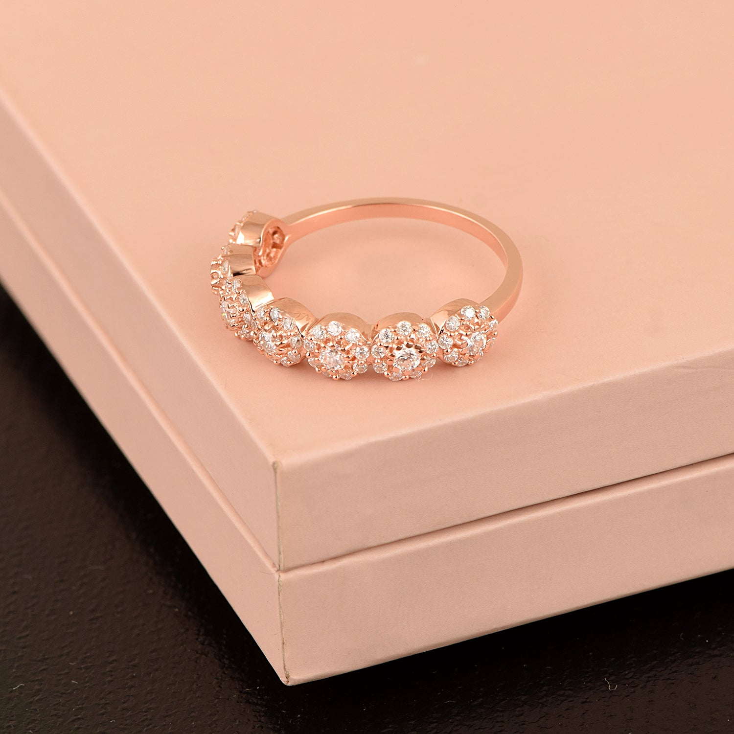 Moissanite Five Stone Cluster Eternity Ring – Sterling Silver
