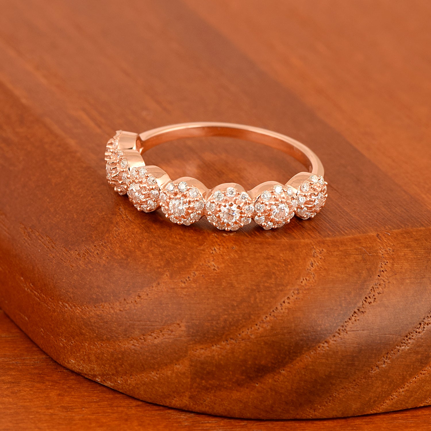 Moissanite Five Stone Cluster Eternity Ring – Sterling Silver