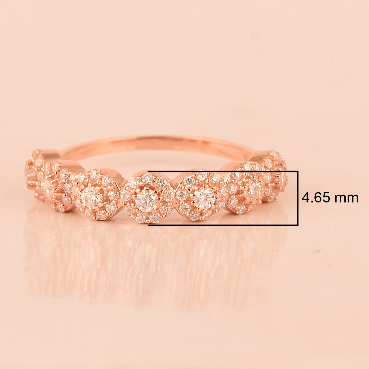 Moissanite Five Stone Cluster Eternity Ring – Sterling Silver