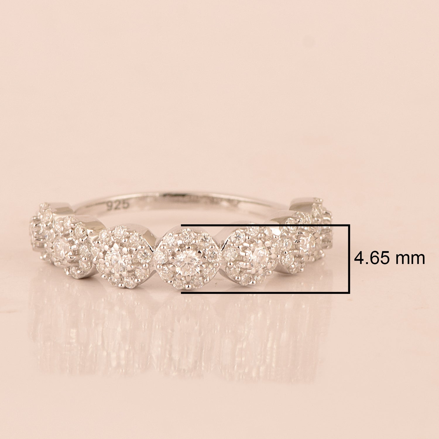 Moissanite Five Stone Cluster Eternity Ring – Sterling Silver