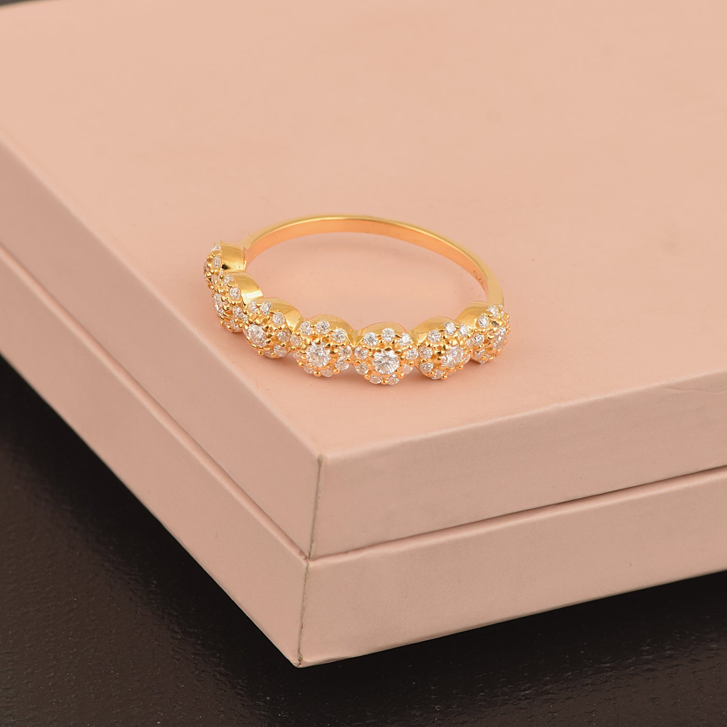 Moissanite Five Stone Cluster Eternity Ring – Sterling Silver