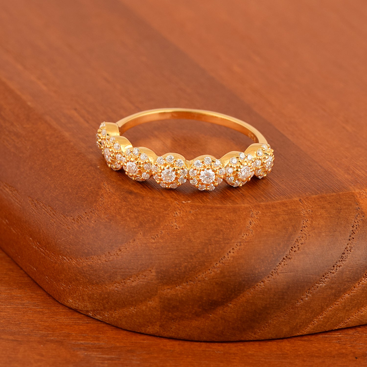 Moissanite Five Stone Cluster Eternity Ring – Sterling Silver