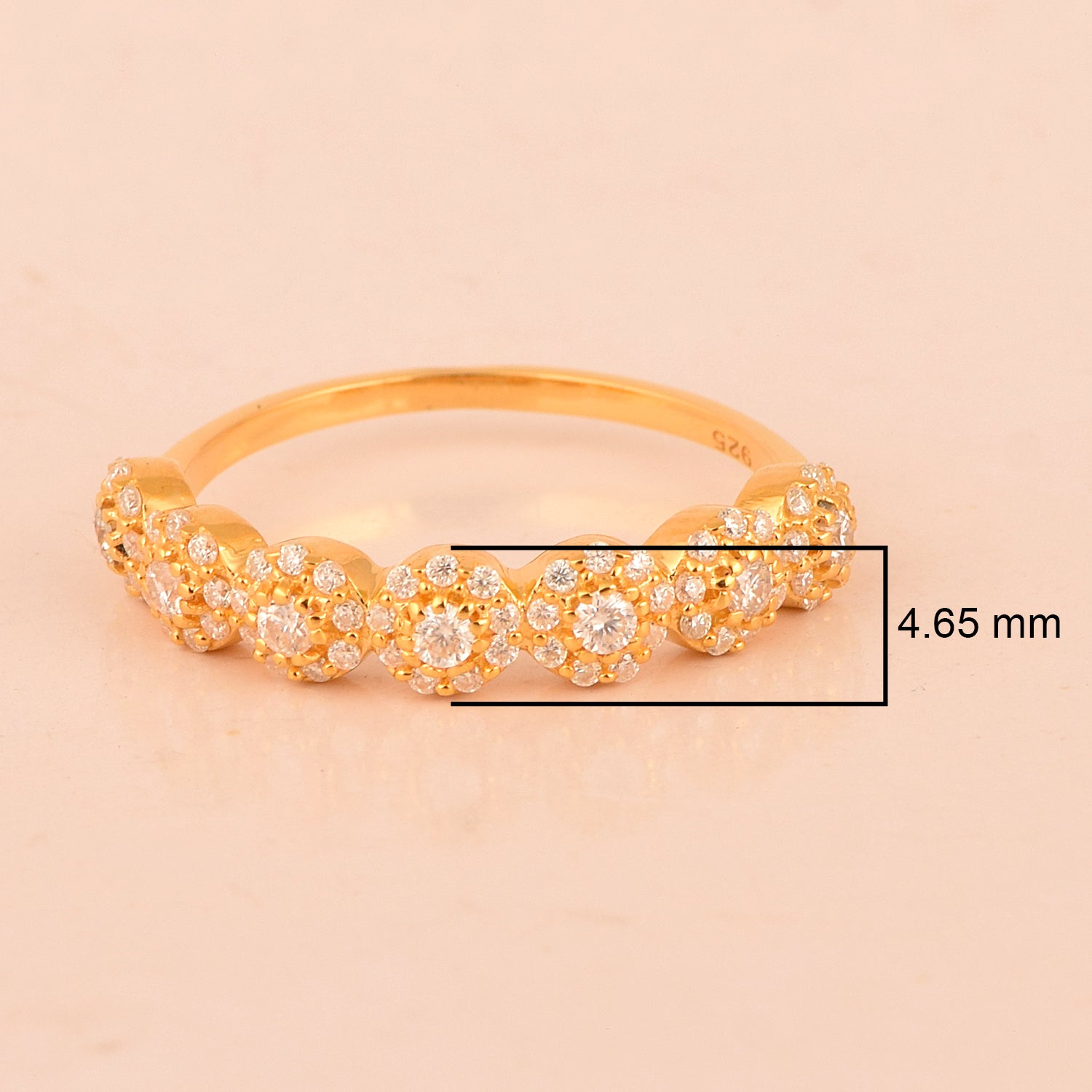 Moissanite Five Stone Cluster Eternity Ring – Sterling Silver