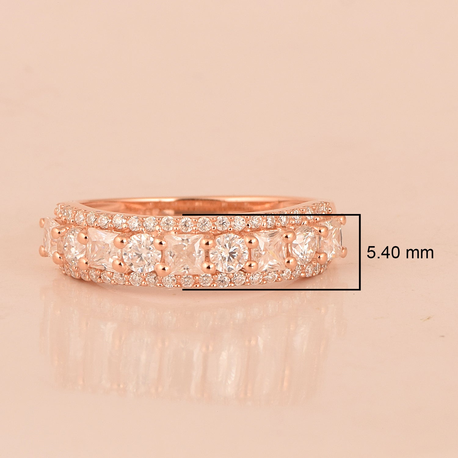 Moissanite Wide Cluster Band Ring – Sterling Silver