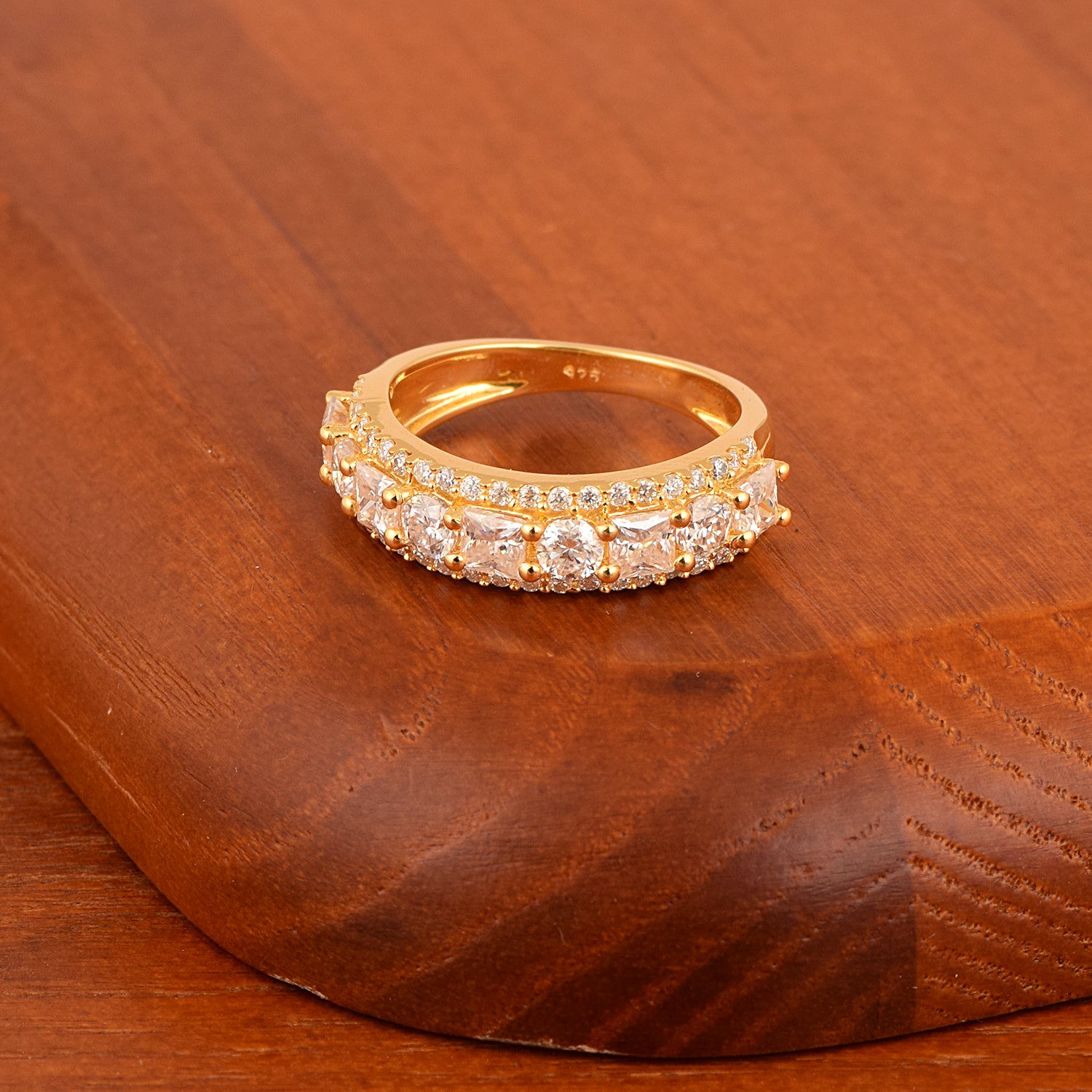 Moissanite Wide Cluster Band Ring – Sterling Silver