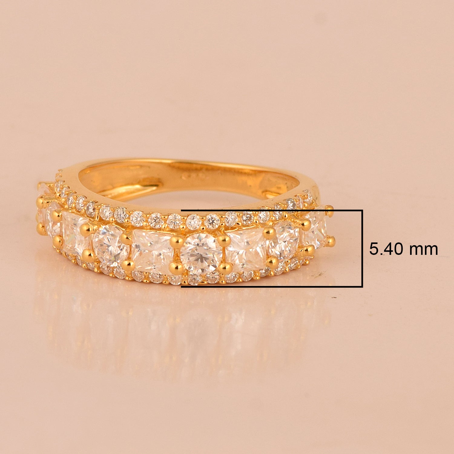 Moissanite Wide Cluster Band Ring – Sterling Silver