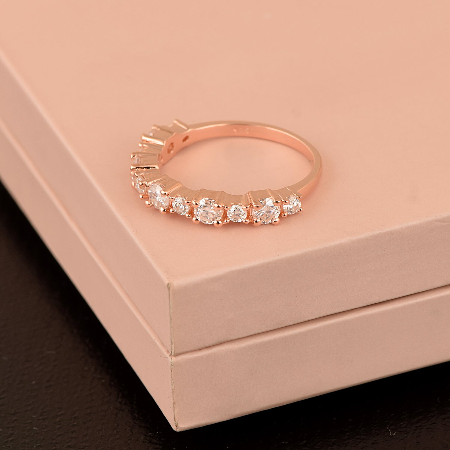 Moissanite Half Eternity Band Ring - Sterling Silver