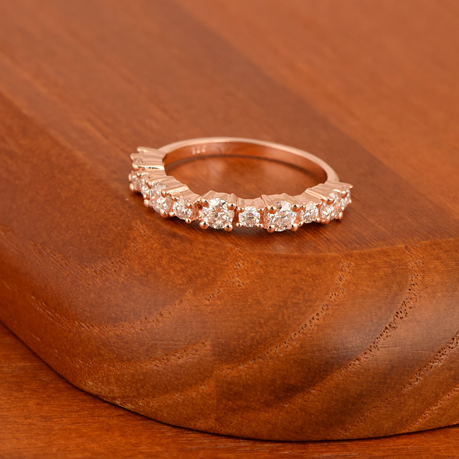 Moissanite Half Eternity Band Ring - Sterling Silver