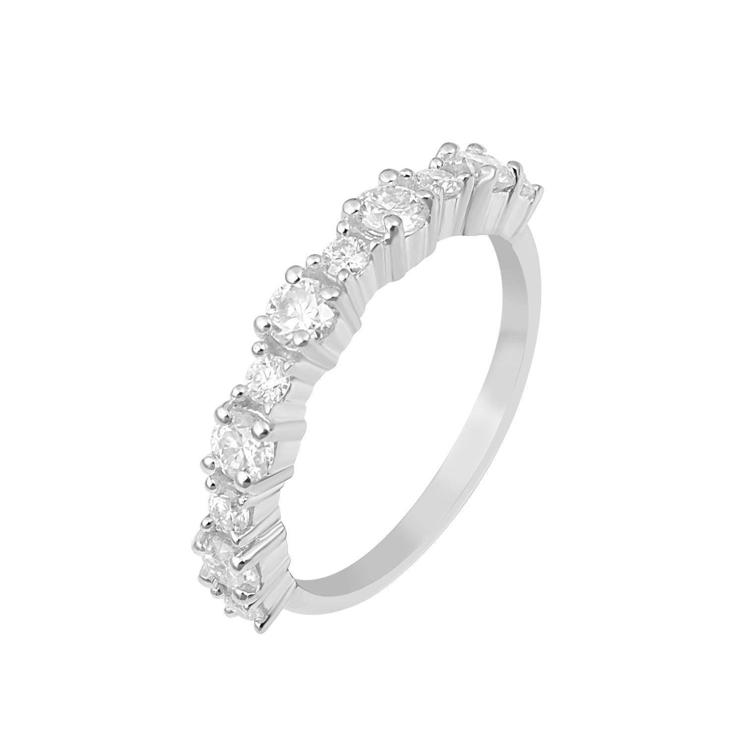 Moissanite Half Eternity Band Ring - Sterling Silver