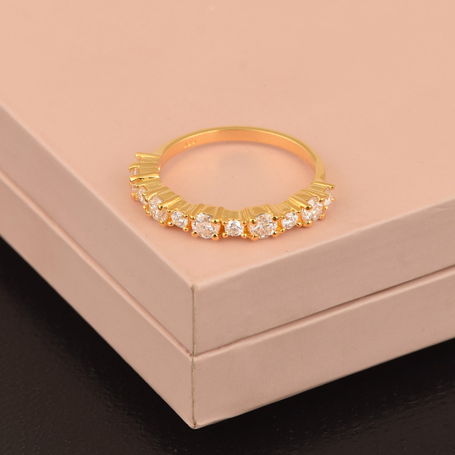 Moissanite Half Eternity Band Ring - Sterling Silver