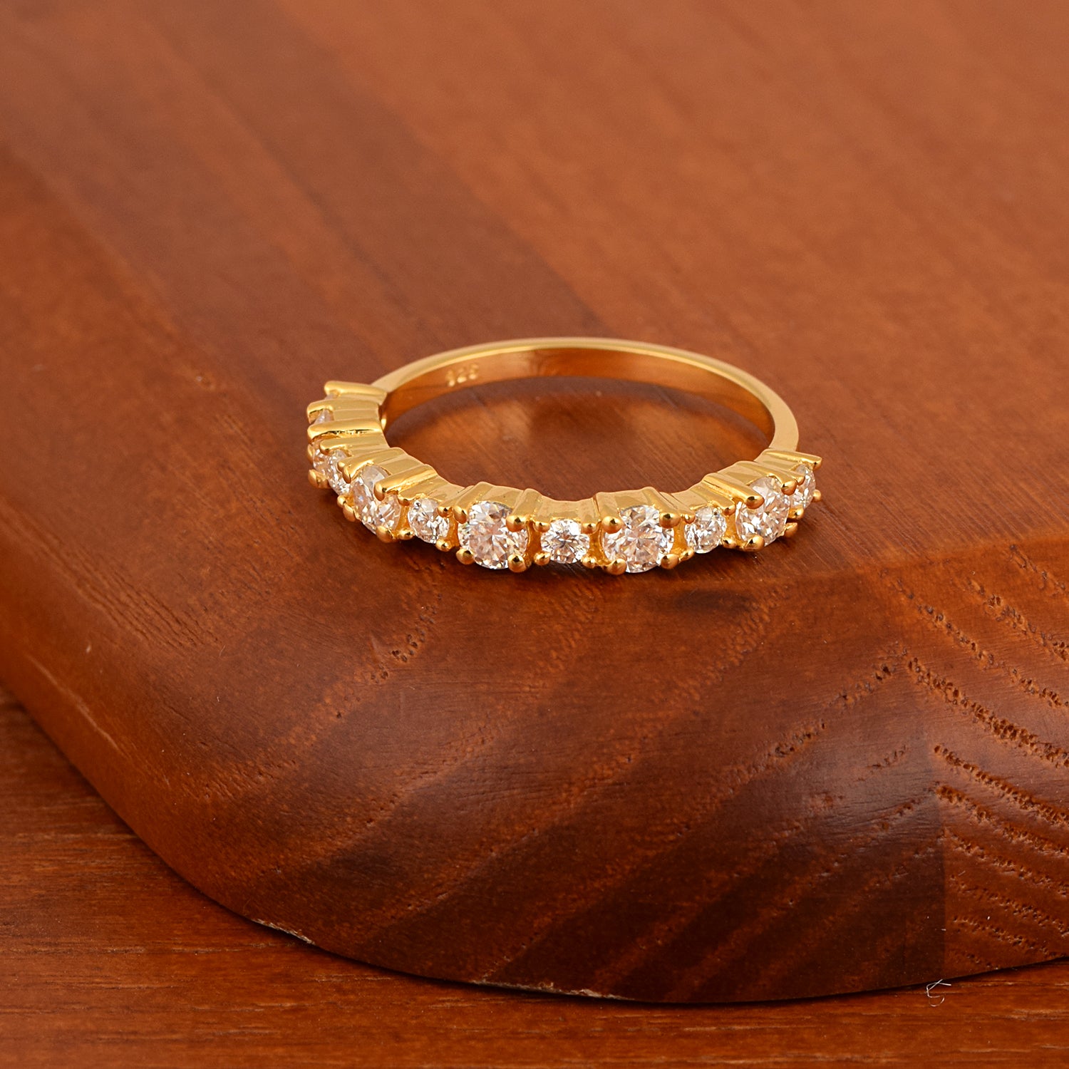 Moissanite Half Eternity Band Ring - Sterling Silver