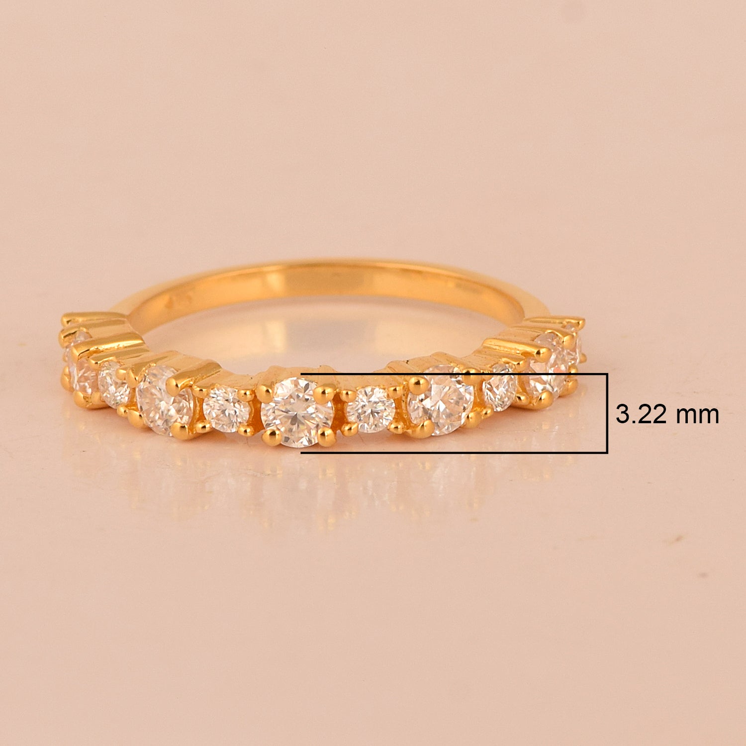 Moissanite Half Eternity Band Ring - Sterling Silver
