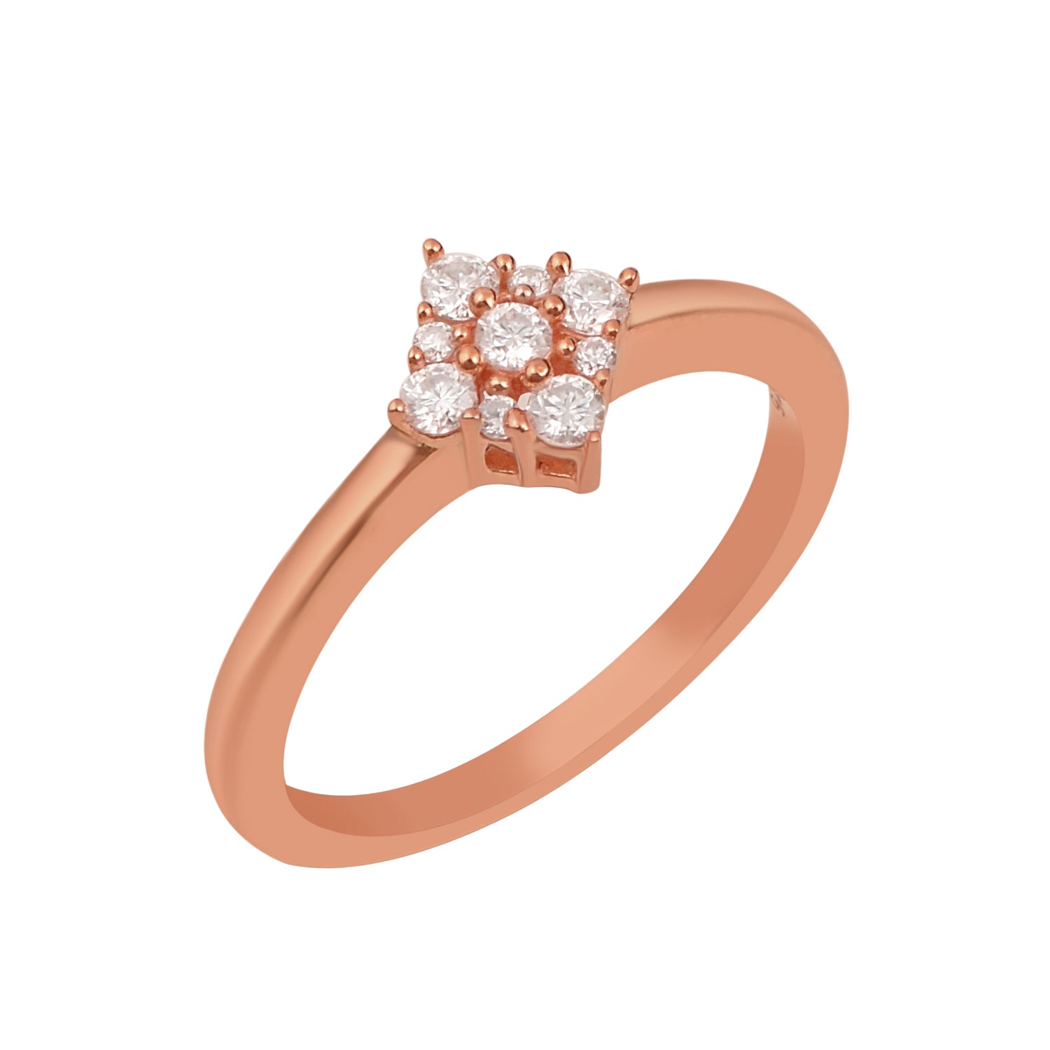 Moissanite Petite Elegant Cluster Ring – Sterling Silver