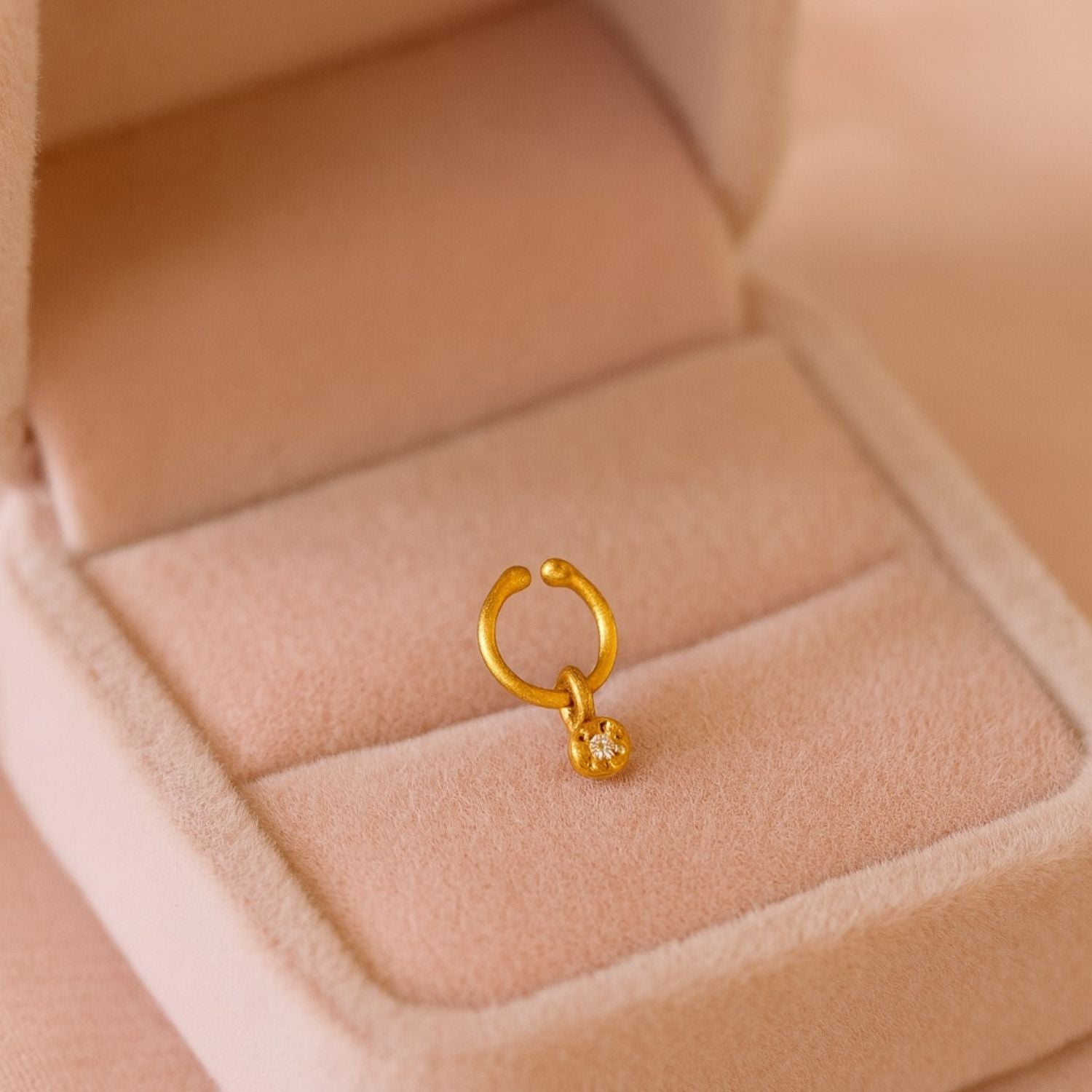 White CZ Minimal Dangling Nose Pin – Sterling Silver Gold Plated