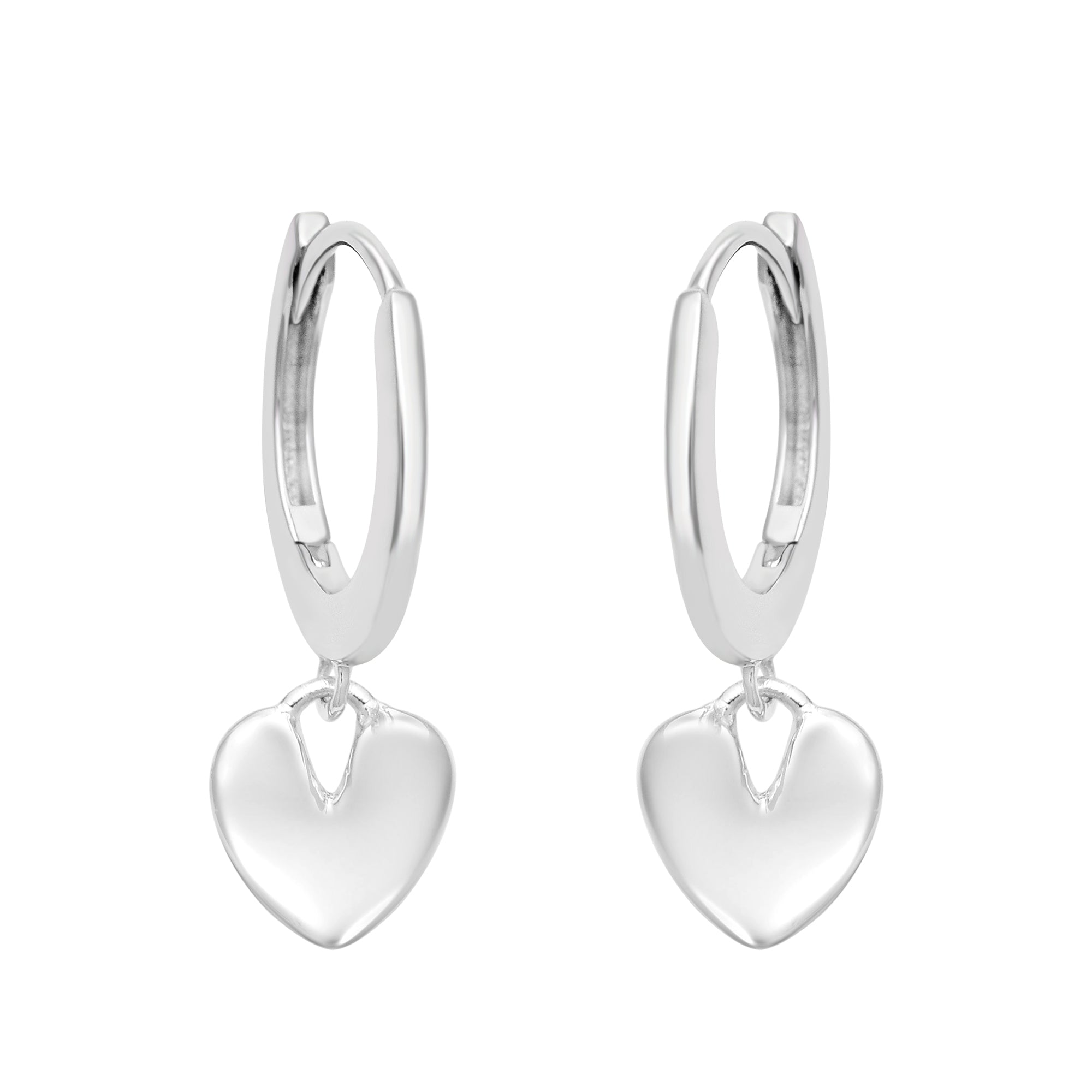 Heart Charm Hoop Earring – Sterling Silver