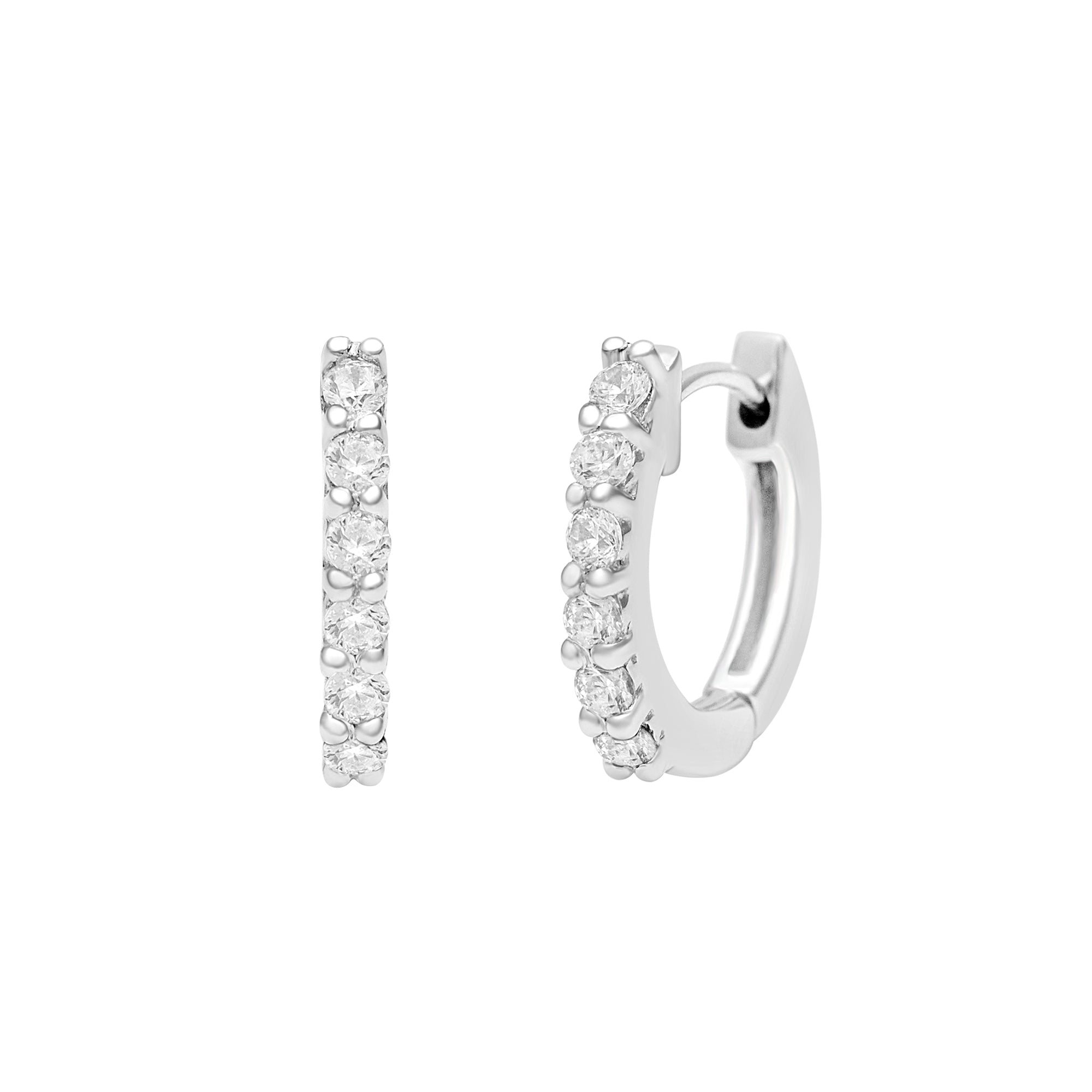 White CZ Round Hoop Earring – Sterling Silver