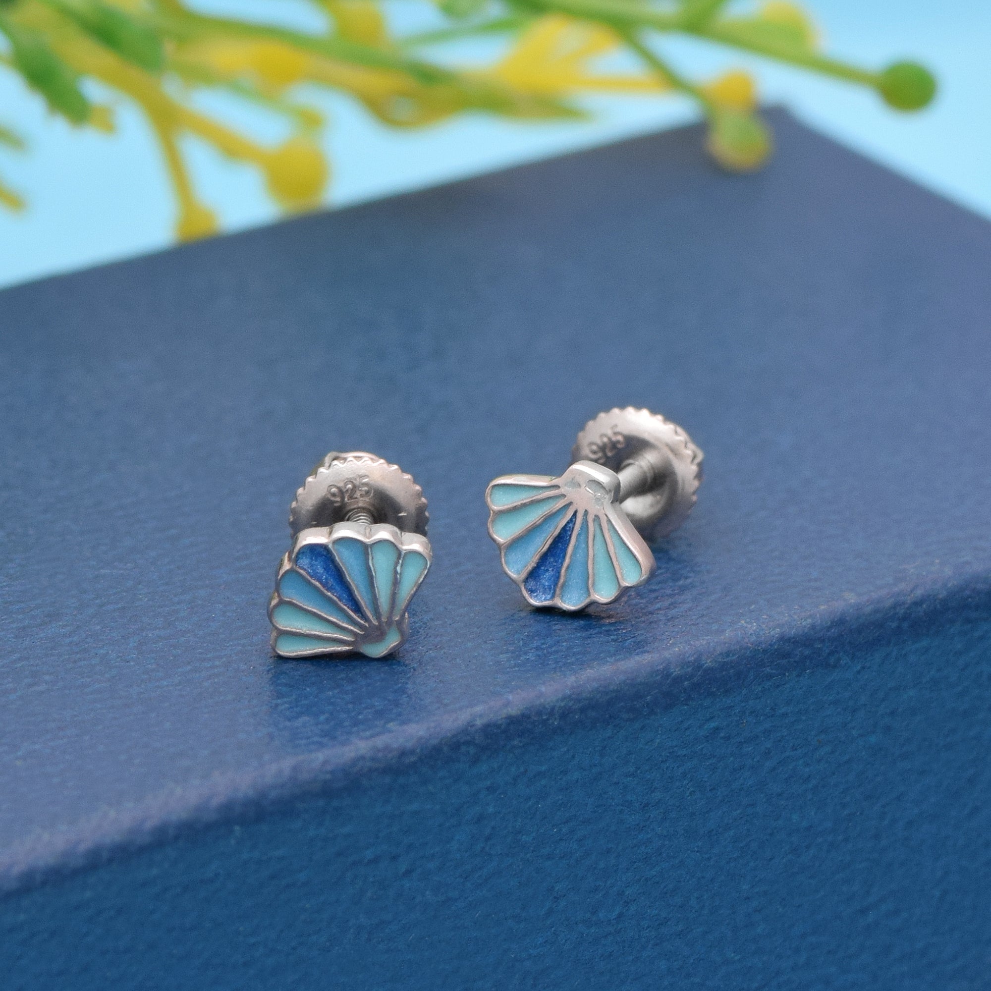 Blue Shell Stud Earring – Sterling Silver