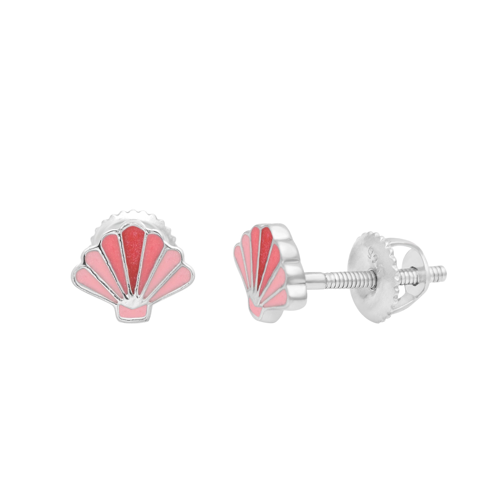 Pink Seashell Kids Earrings – Sterling Silver