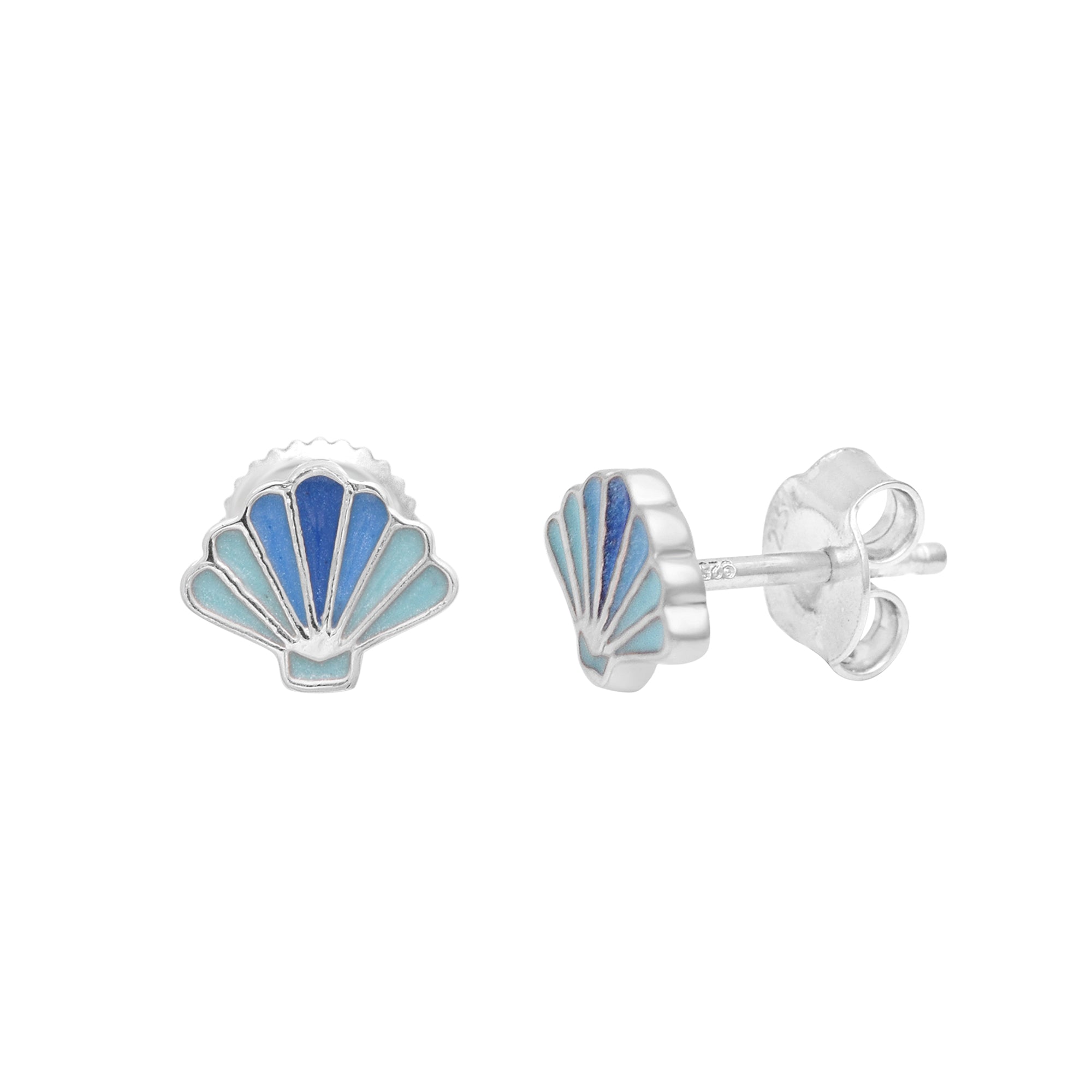 Blue Shell Stud Earring – Sterling Silver