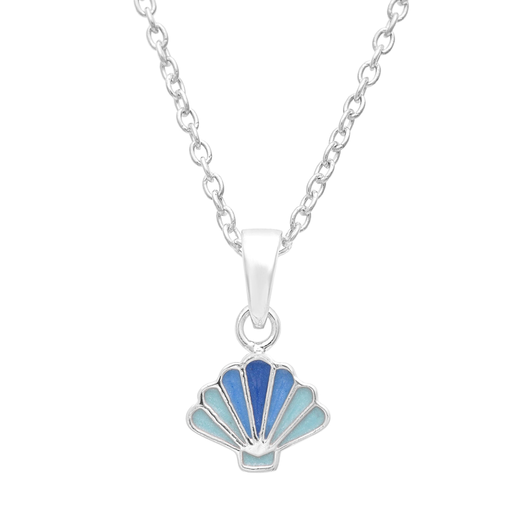 Blue Shell Pendant Necklace – Sterling Silver