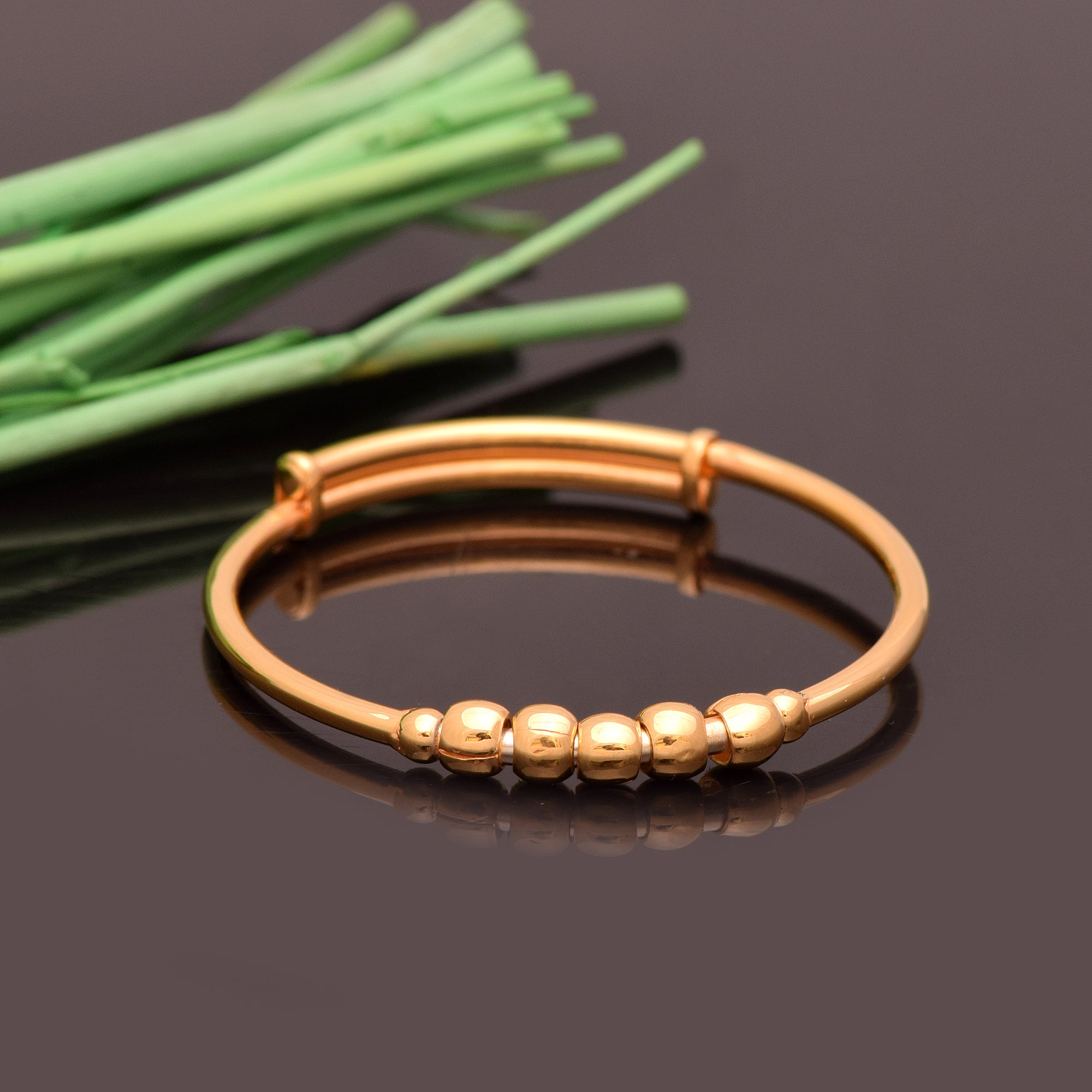 Bracciale rigido con perline - Argento Sterling placcato oro