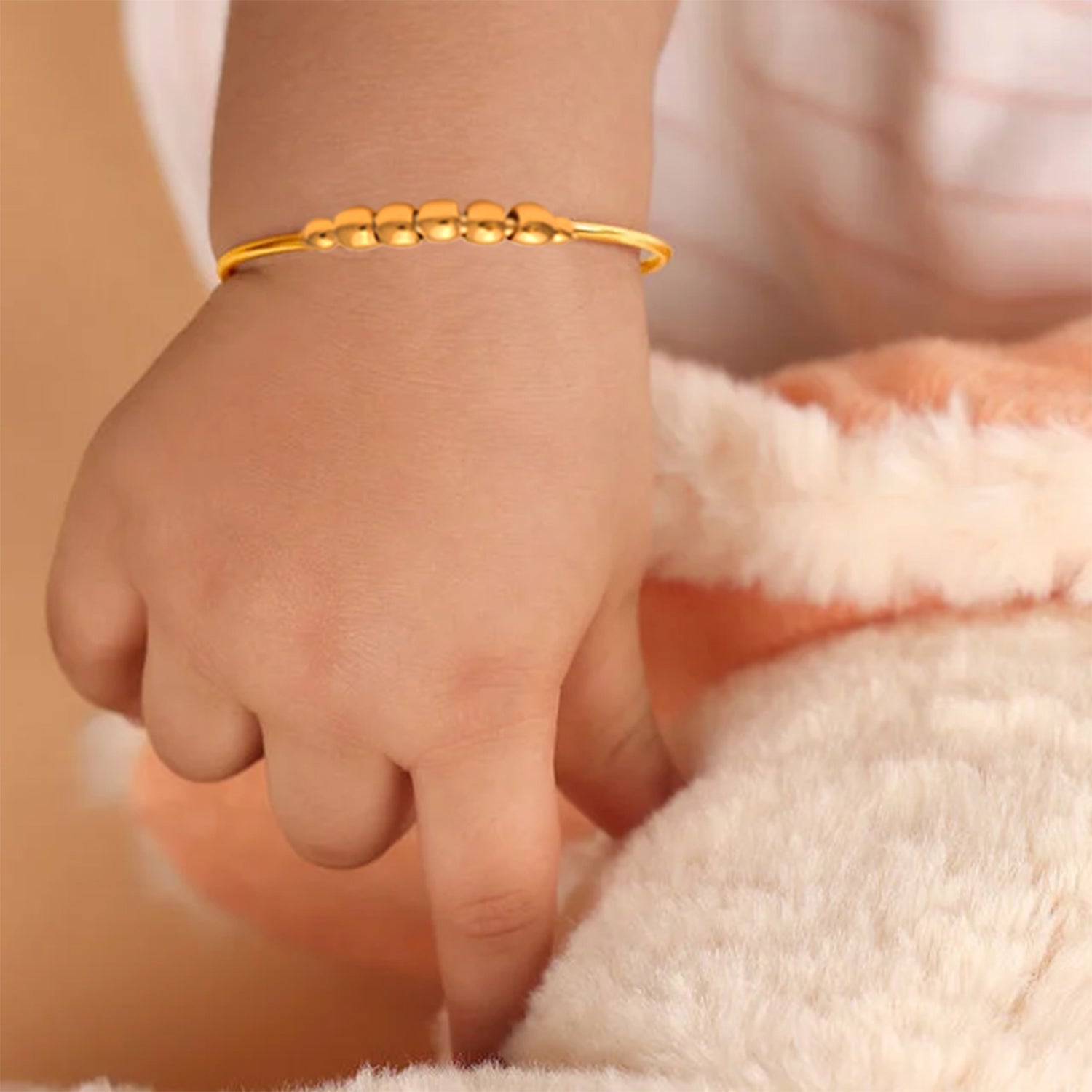 Bracciale rigido con perline - Argento Sterling placcato oro