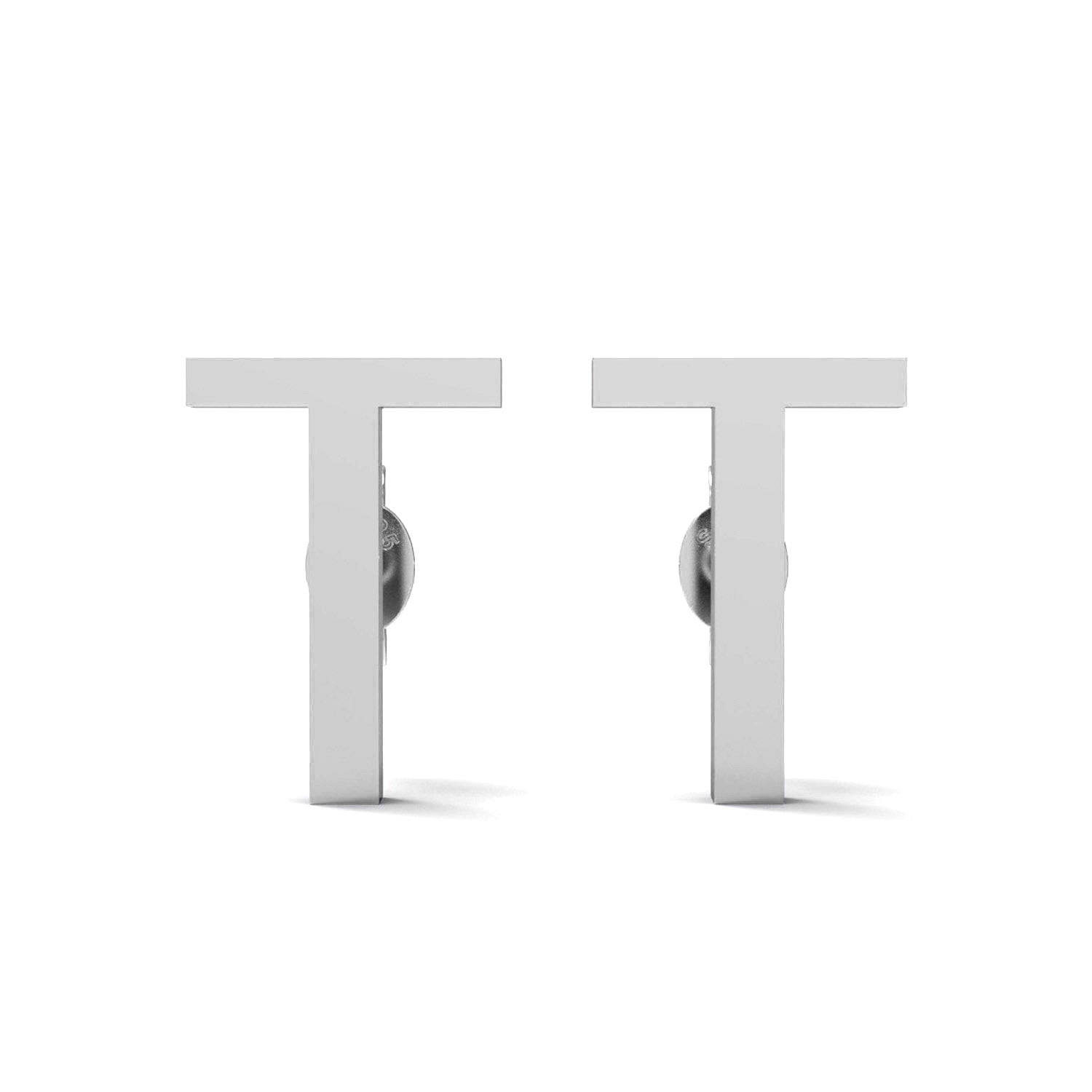 Initial "T" Monogram Stud Earring – Sterling Silver
