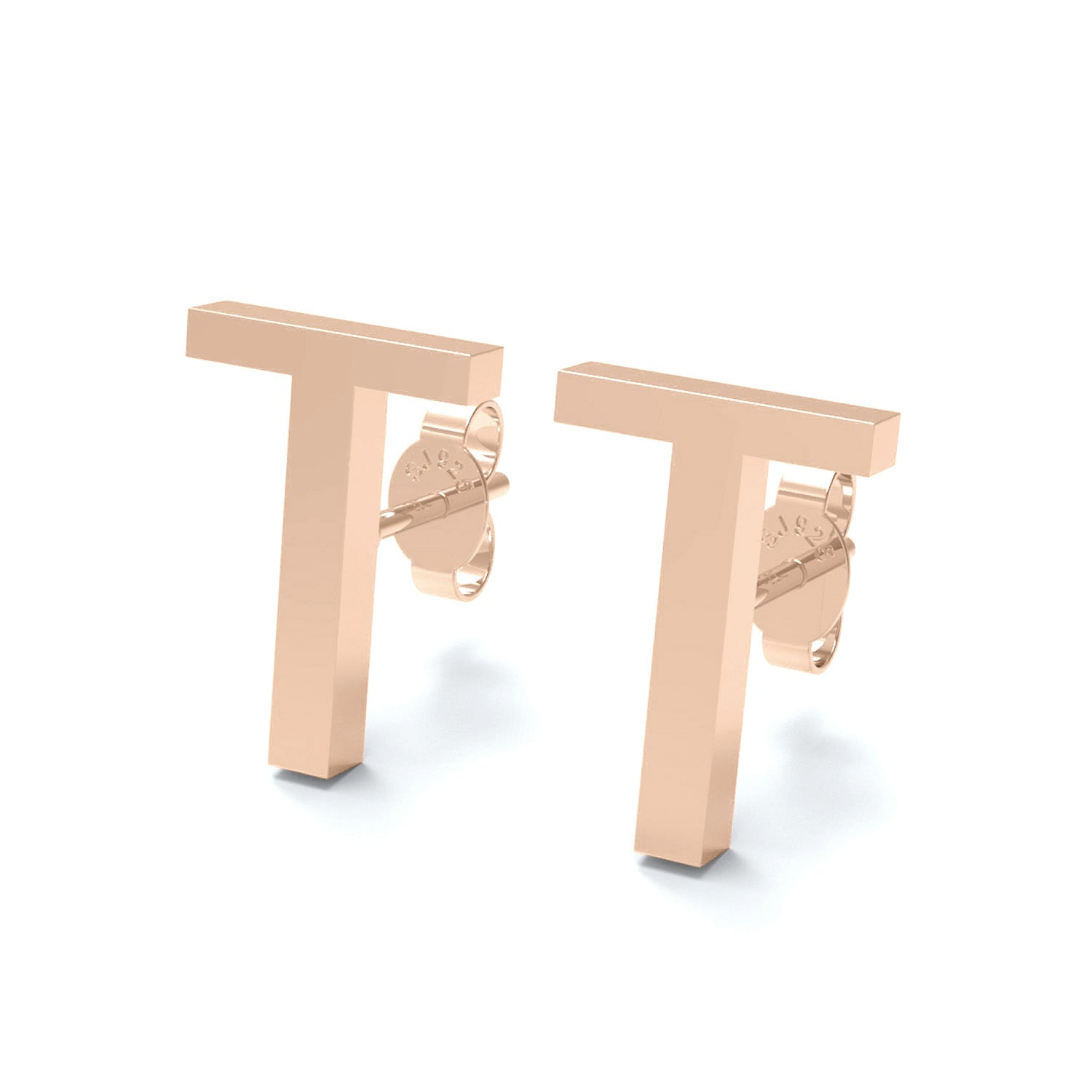 Initial "T" Monogram Stud Earring – Sterling Silver