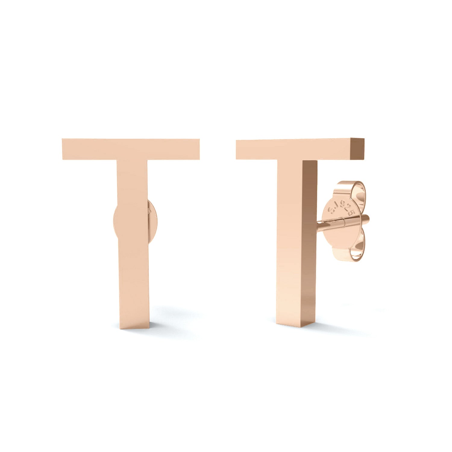 Initial "T" Monogram Stud Earring – Sterling Silver
