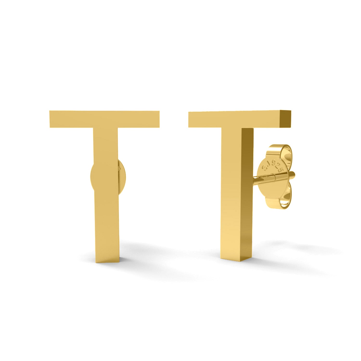 Initial "T" Monogram Stud Earring – Sterling Silver