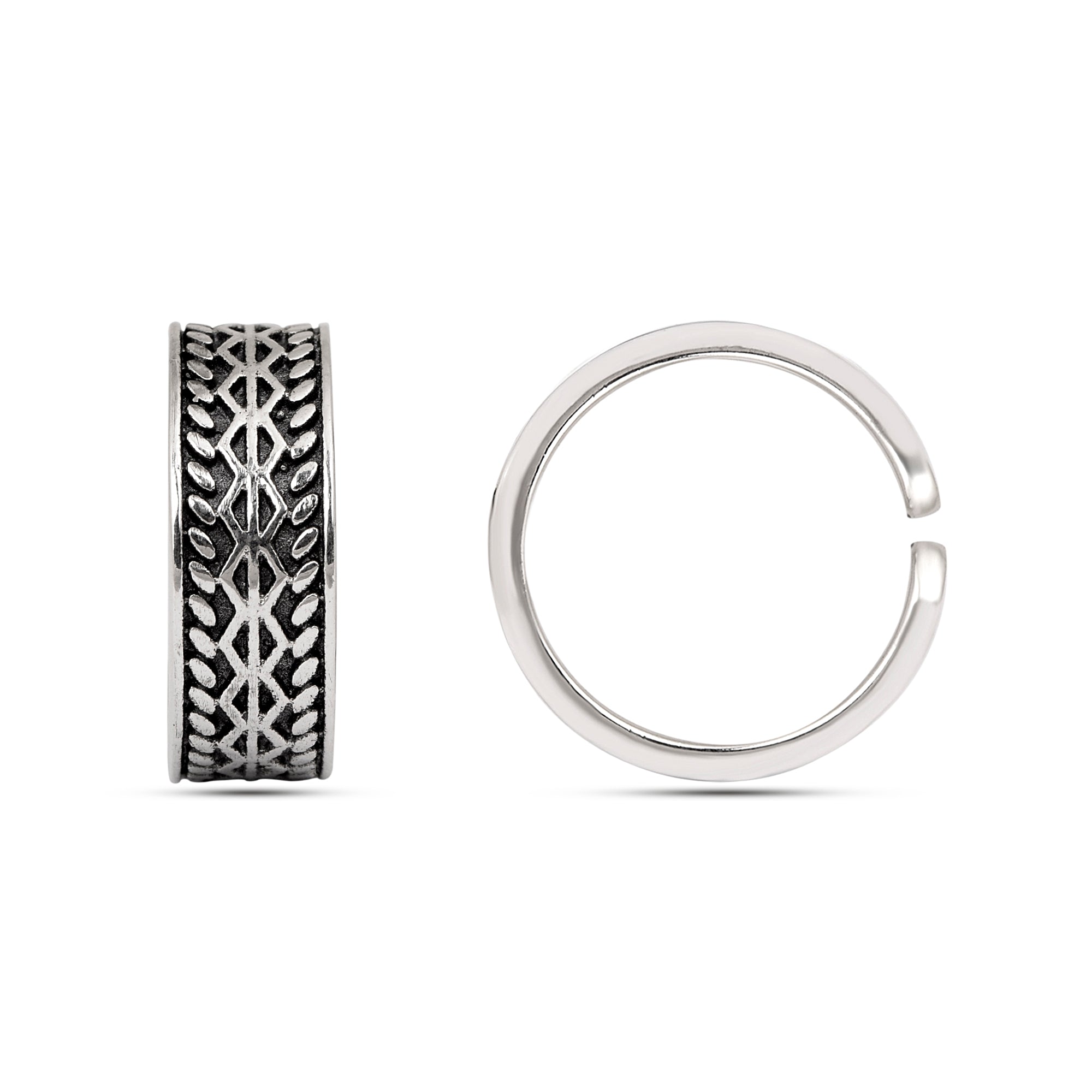 Oxidized Woven Pattern Toe Ring - Sterling Silver
