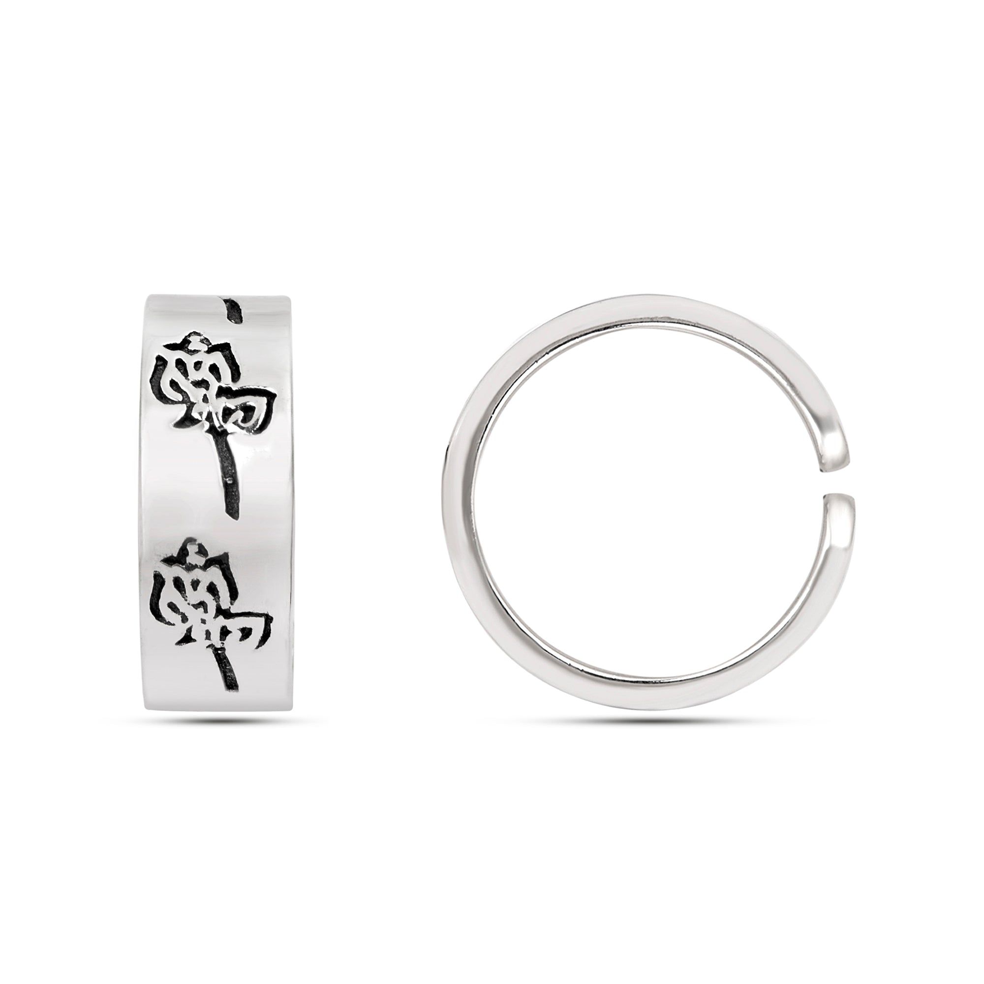 Oxidized Rose Pattern Toe Ring - Sterling Silver
