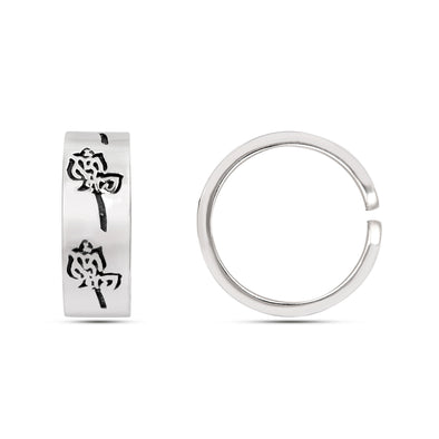 Sterling Silver Adjustable Floral Pattern Engraved Toe Ring