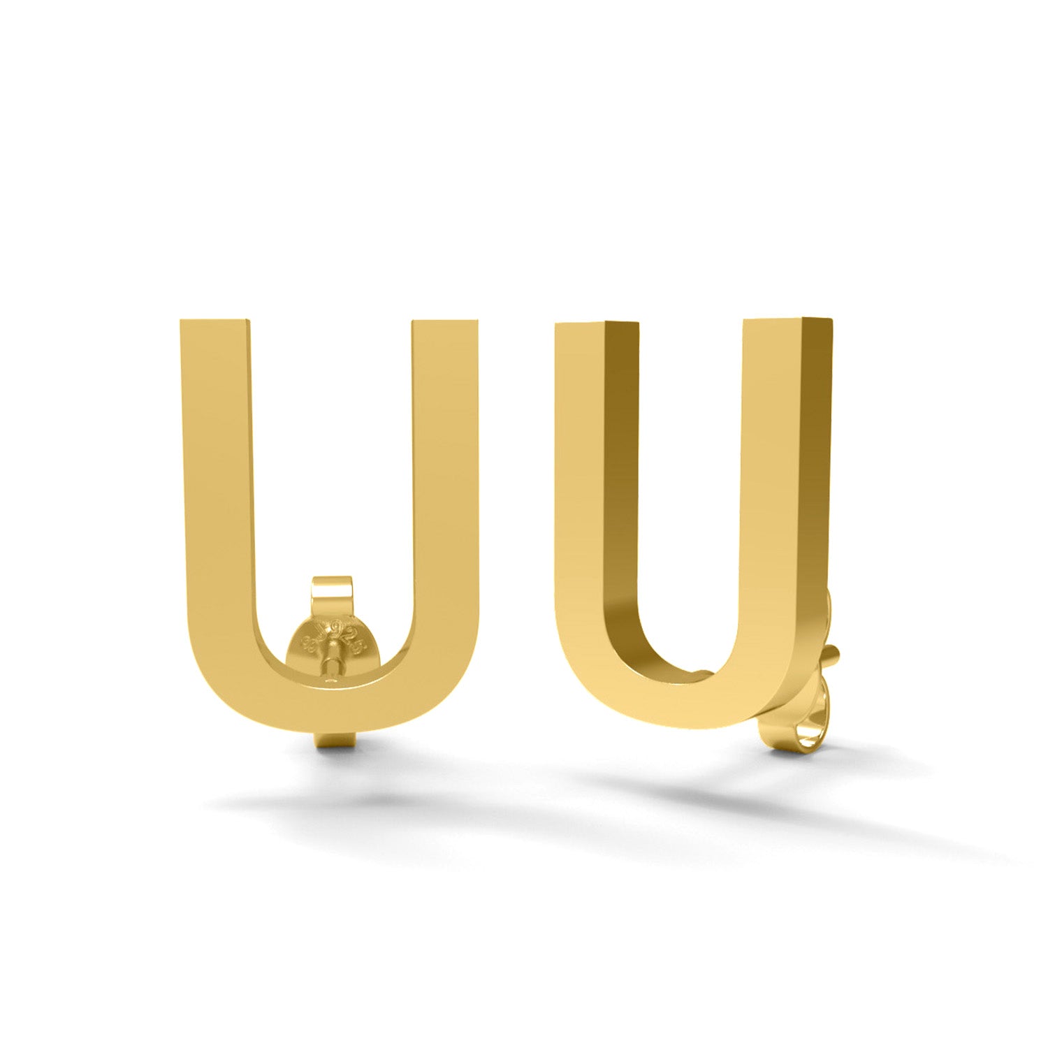 Initial "U" Monogram Stud Earring – Sterling Silver