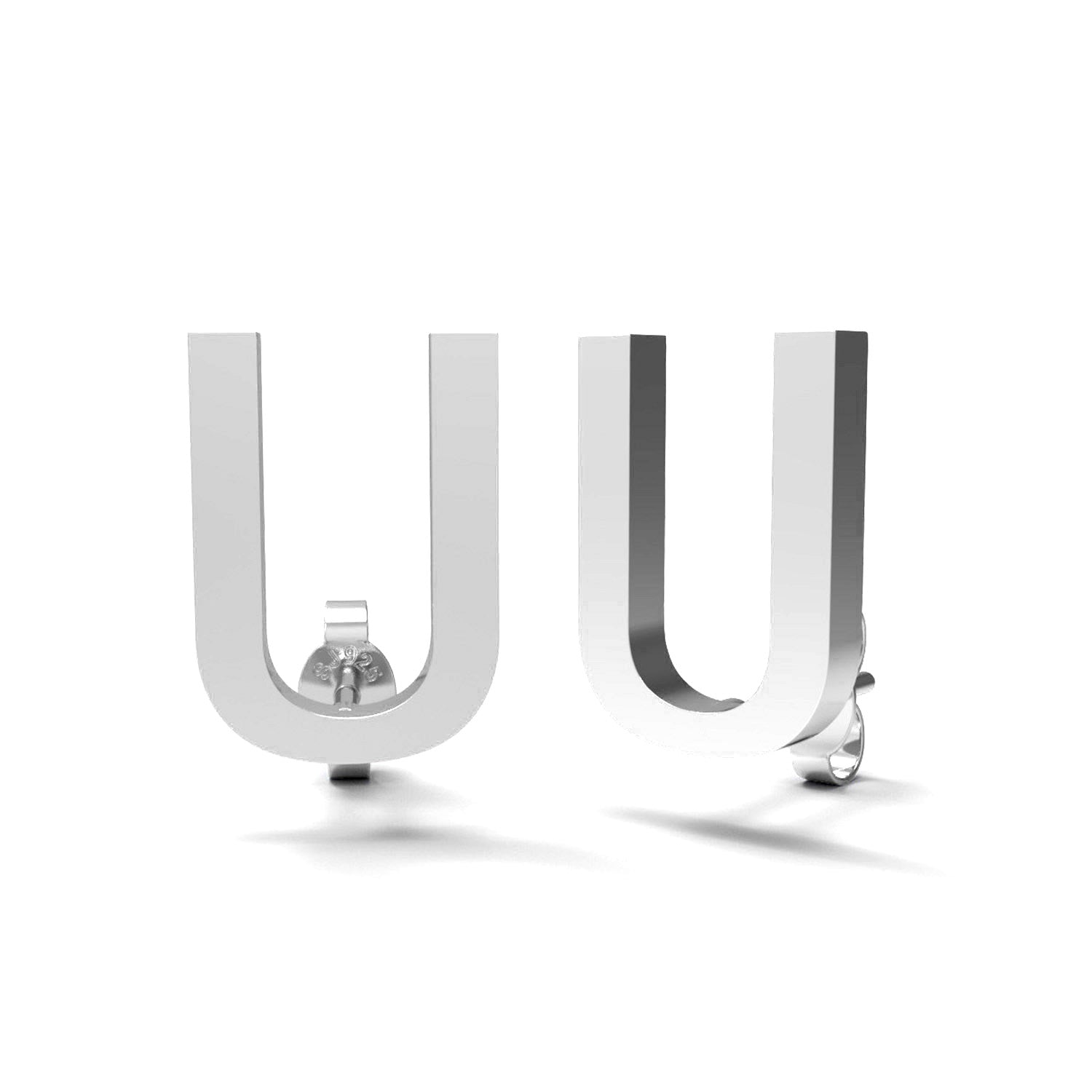 Initial "U" Monogram Stud Earring – Sterling Silver