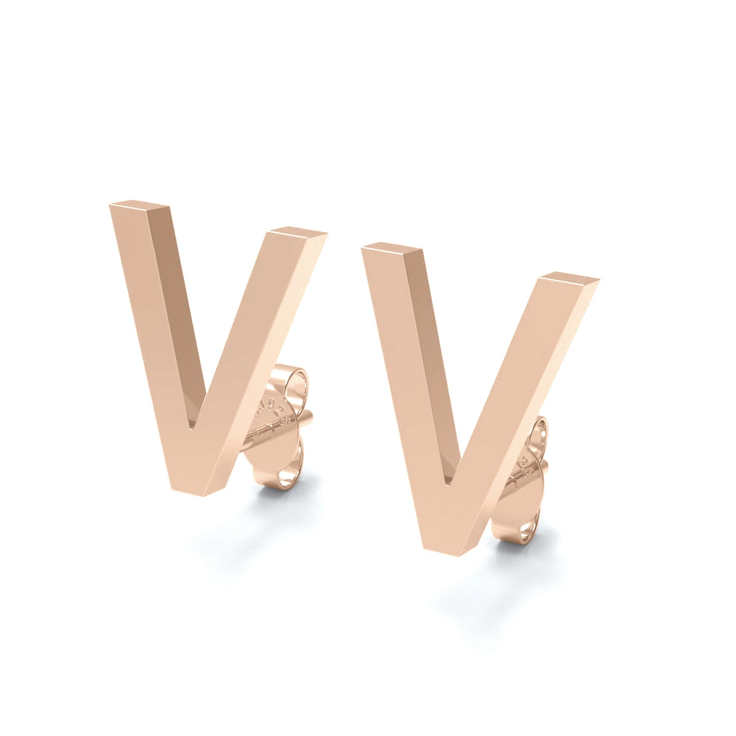 Initial "V" Monogram Stud Earring – Sterling Silver