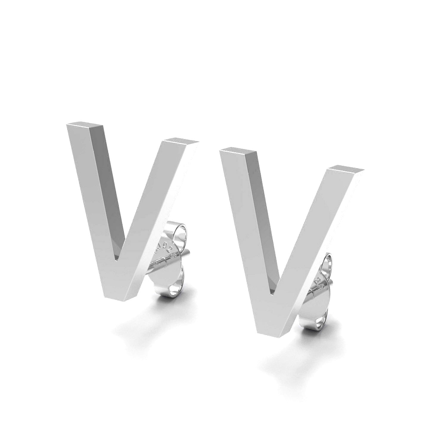 Initial "V" Monogram Stud Earring – Sterling Silver
