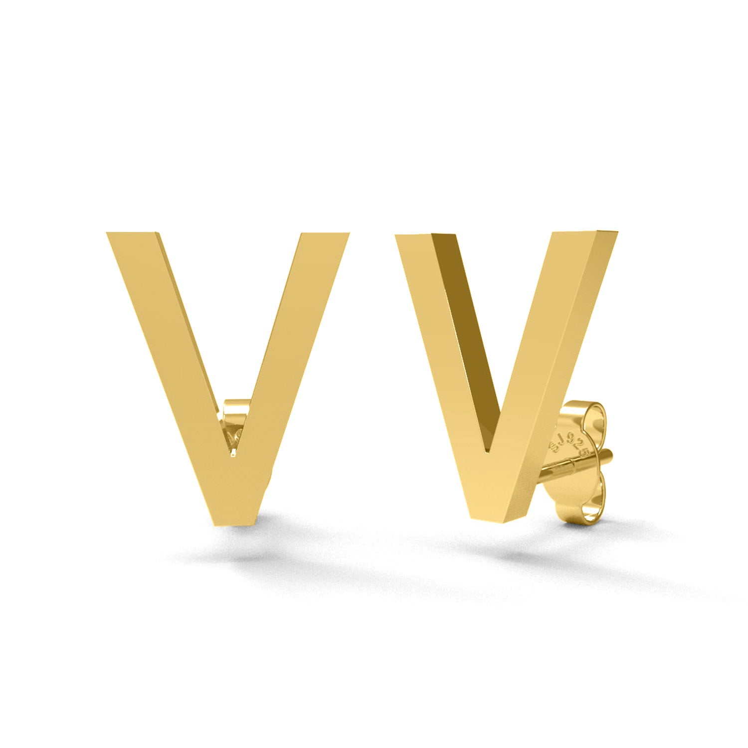 Initial "V" Monogram Stud Earring – Sterling Silver