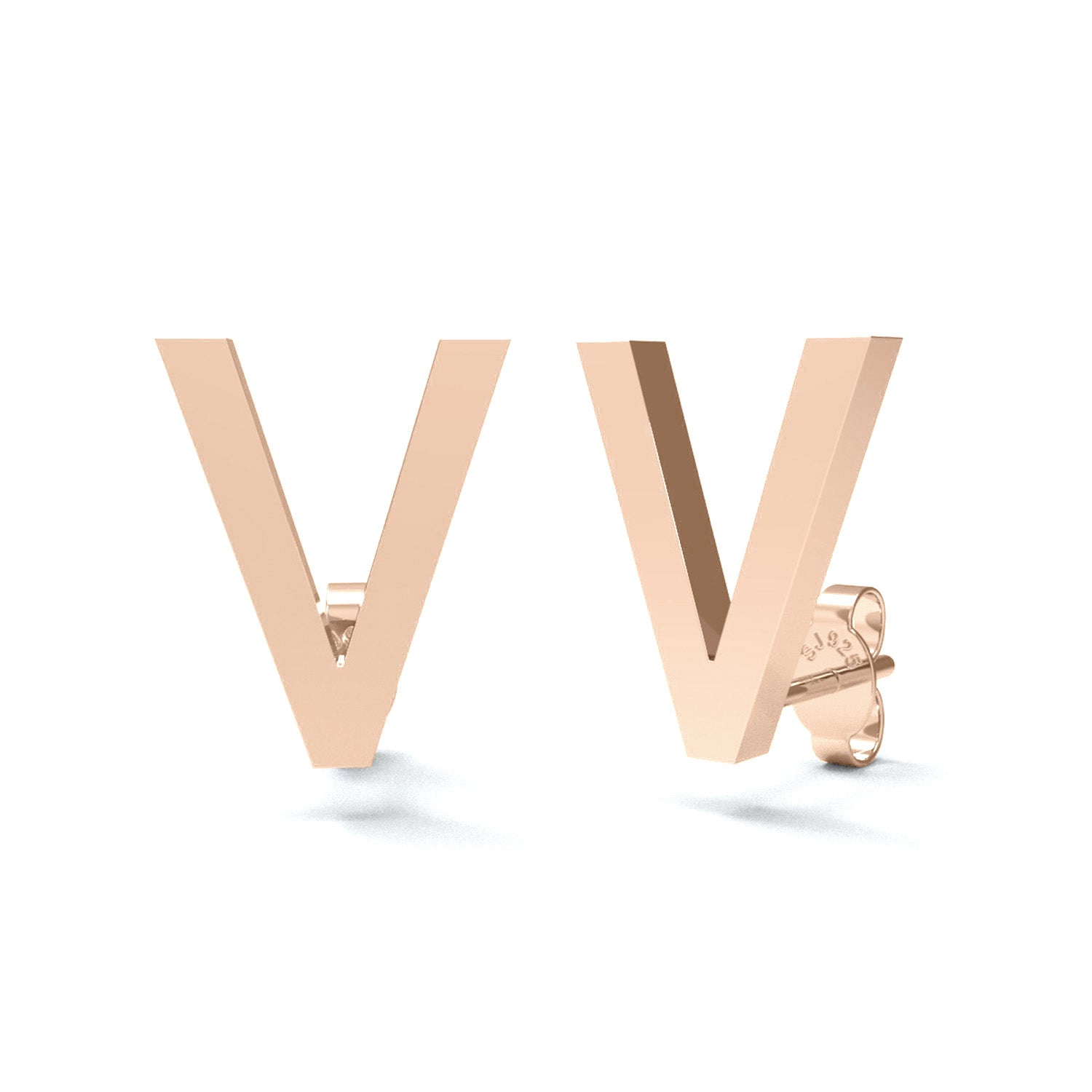 Initial "V" Monogram Stud Earring – Sterling Silver