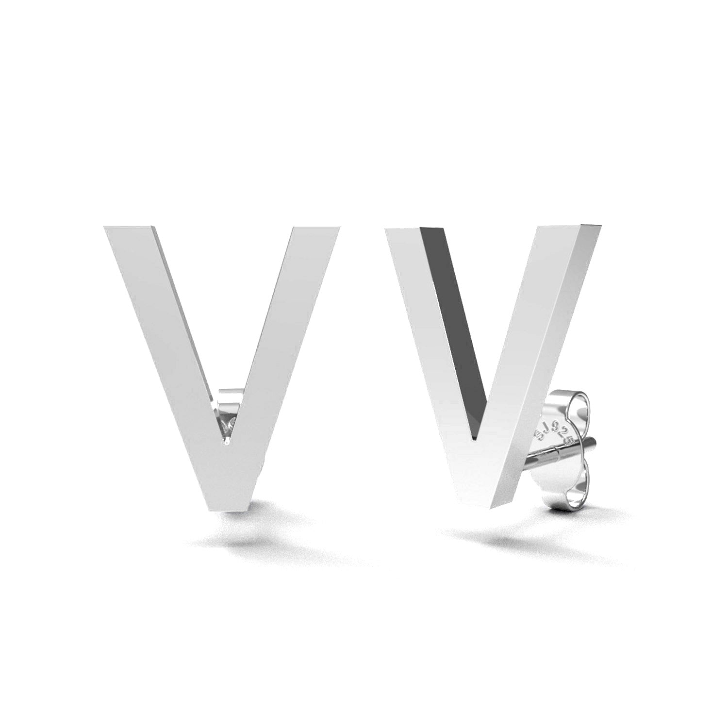 Initial "V" Monogram Stud Earring – Sterling Silver