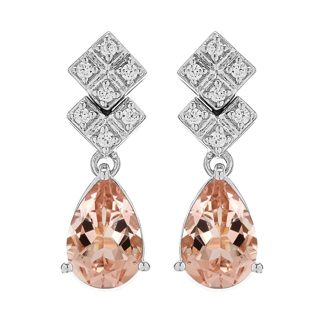 Morganite Dangle Earrings - Sterling Silver