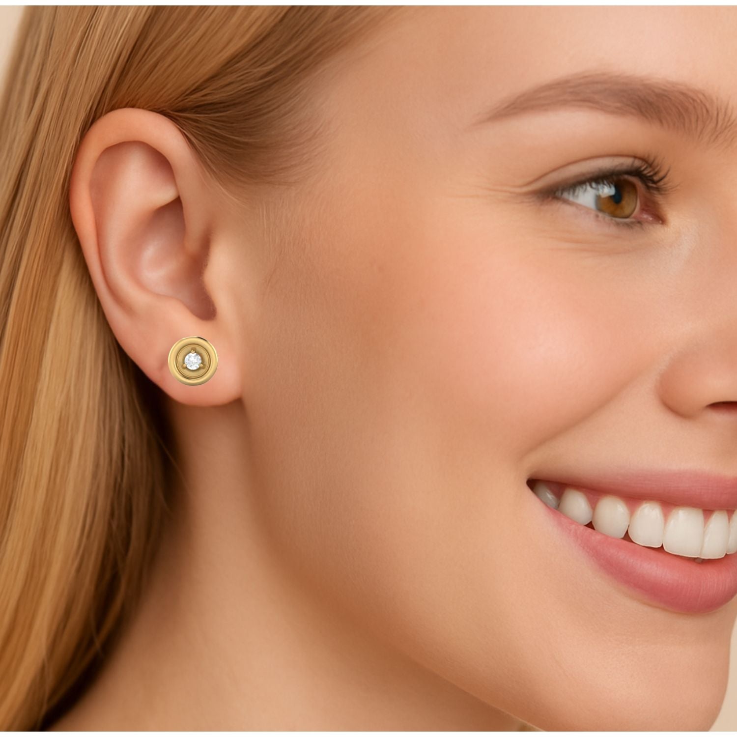 Moissanite Minimalist Bezel Stud Earring – Sterling Silver