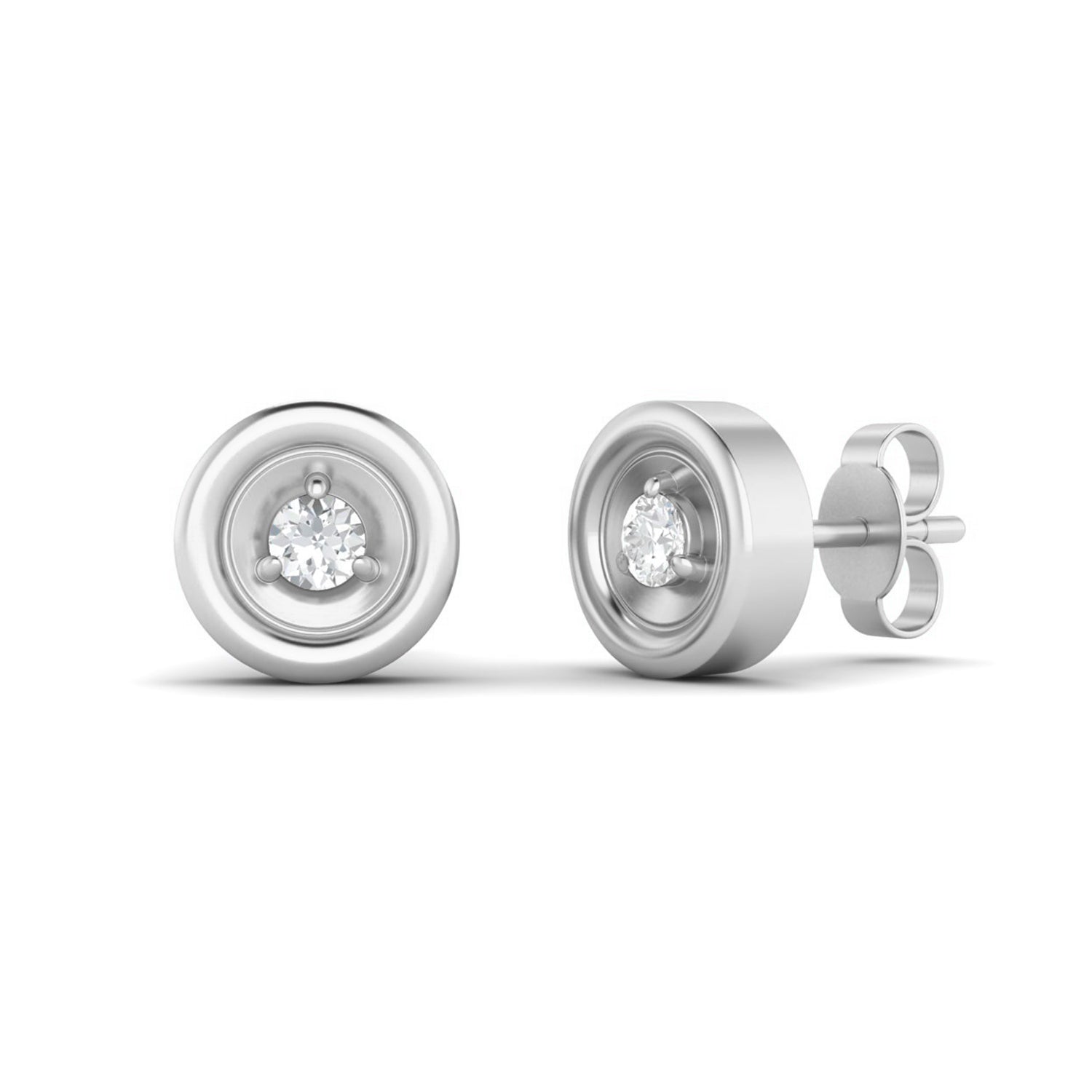 Moissanite Minimalist Bezel Stud Earring – Sterling Silver