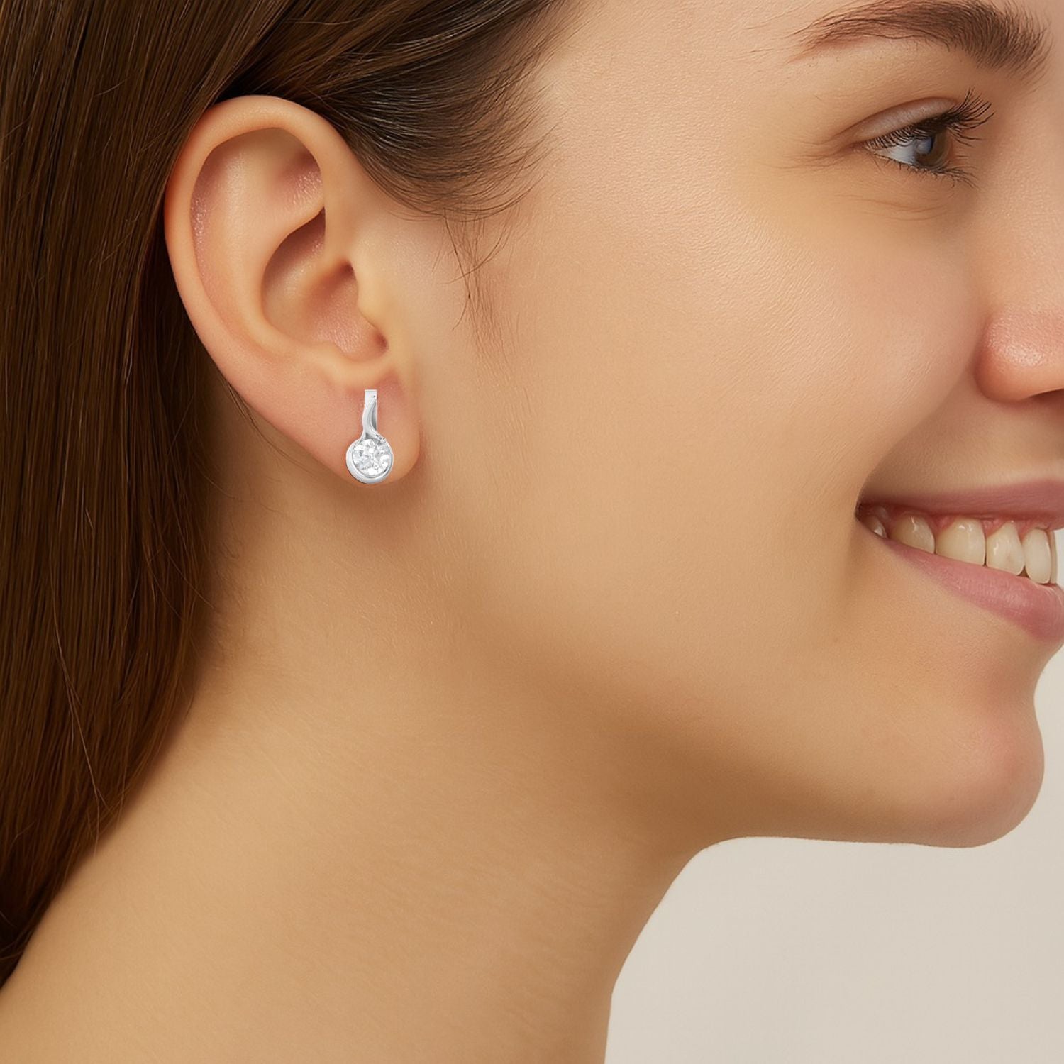 Moissanite Elegant Twist Dangle Earring – Sterling Silver