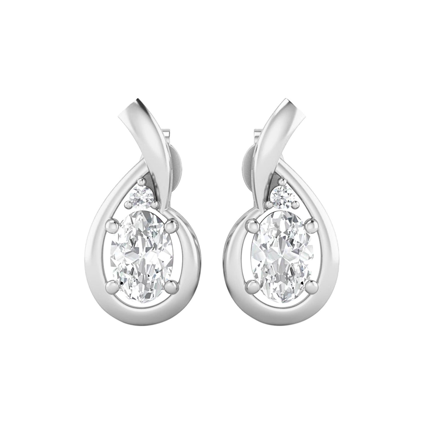 Moissanite Teardrop Twist Design Earrings – Sterling Silver