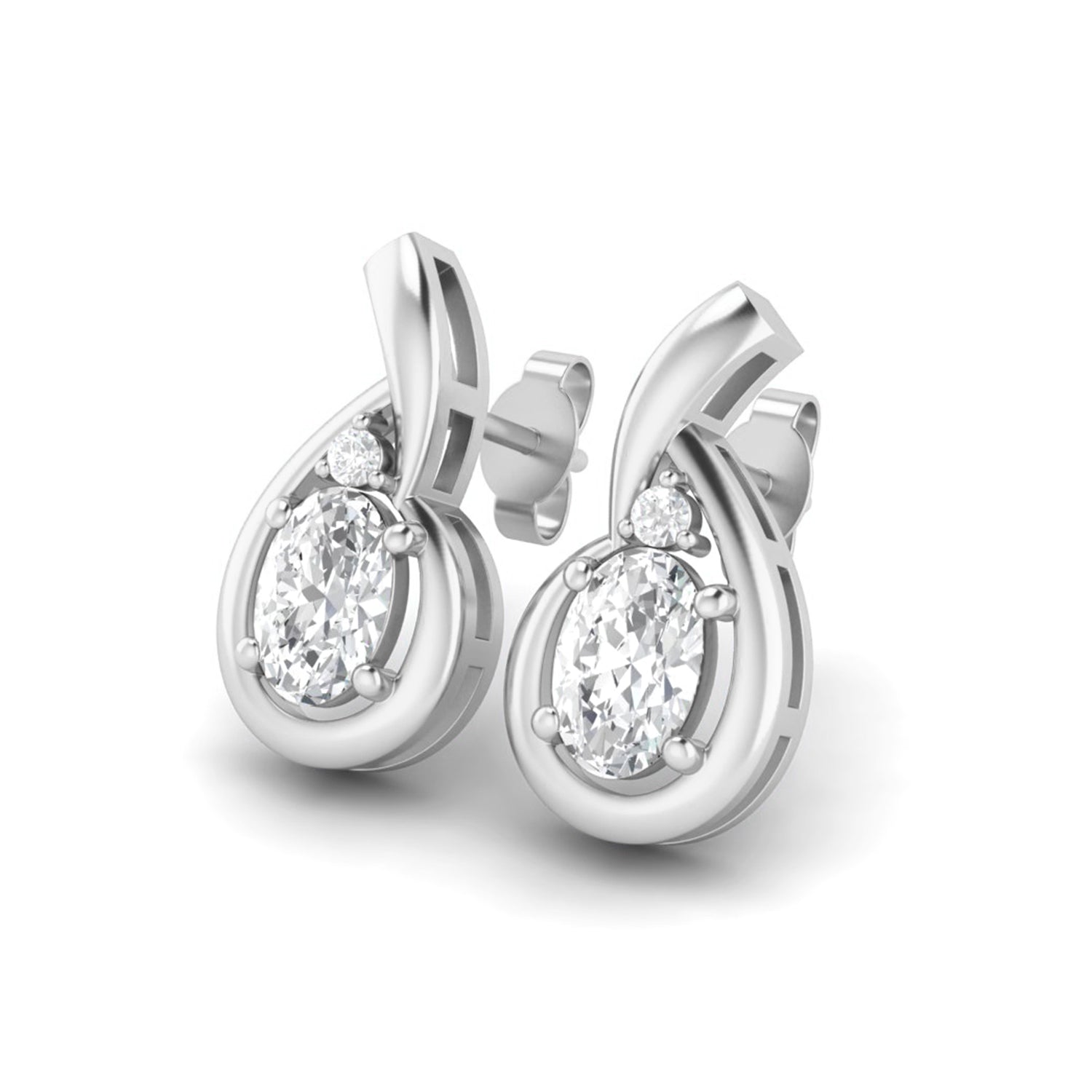 Moissanite Teardrop Twist Design Earrings – Sterling Silver