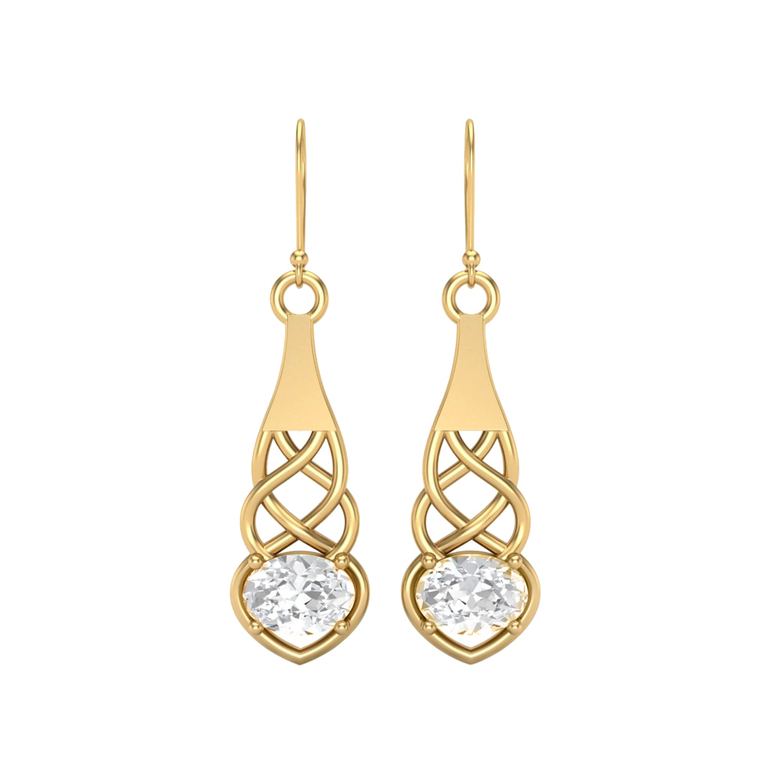 Moissanite Drop Celtic Heart Design Earrings – Sterling Silver