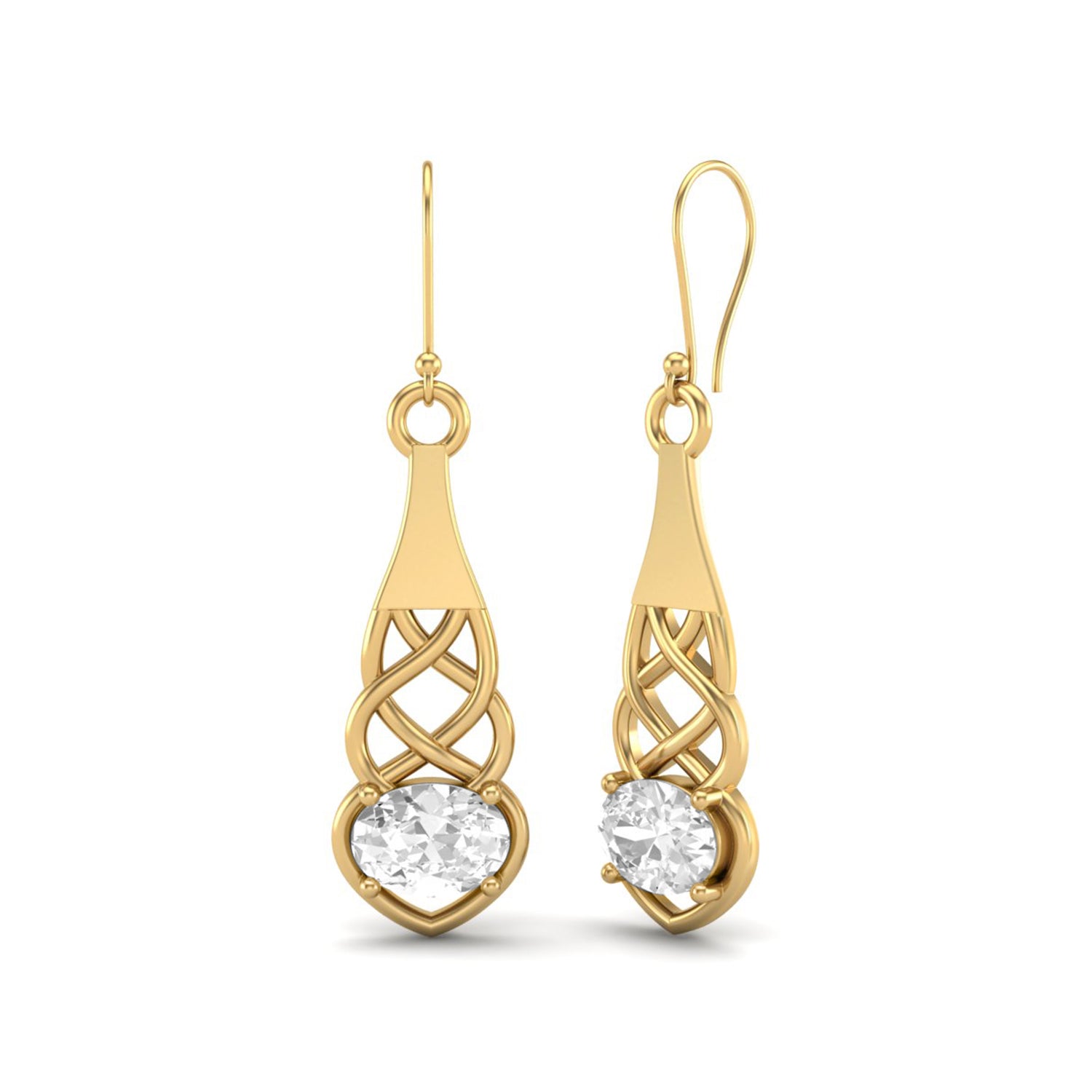 Moissanite Drop Celtic Heart Design Earrings – Sterling Silver